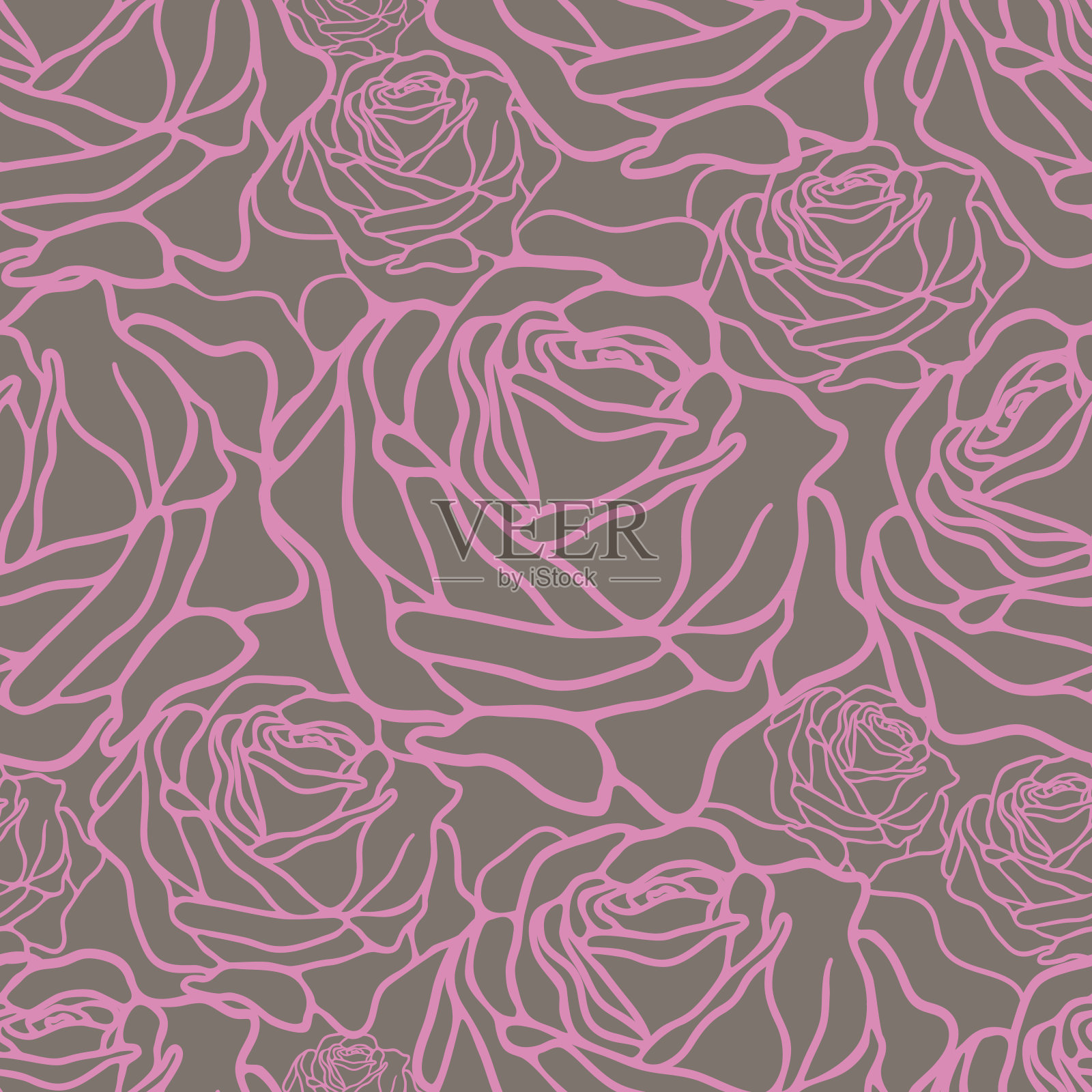 模式与玫瑰插画图片素材