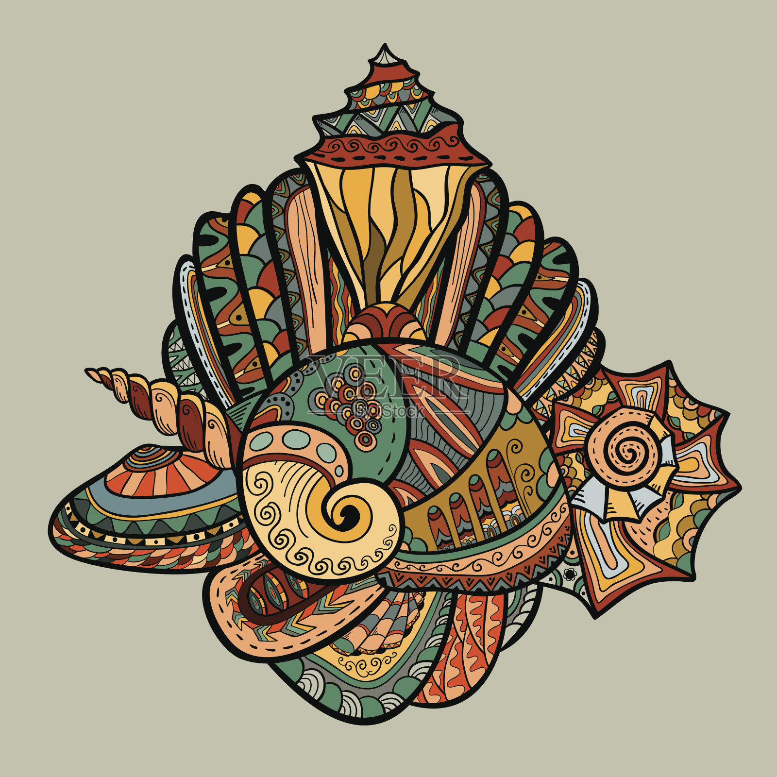 与海洋居民的矢量模式插画图片素材