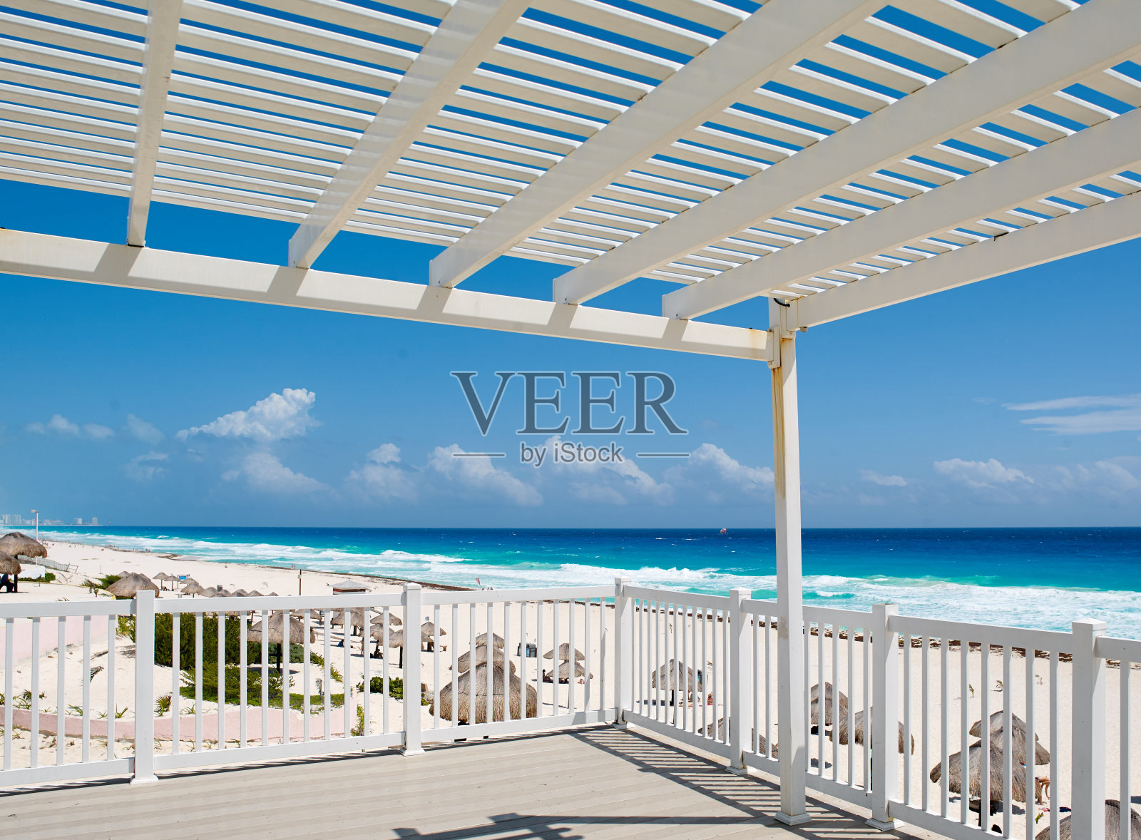 坎昆沙滩的观点照片摄影图片