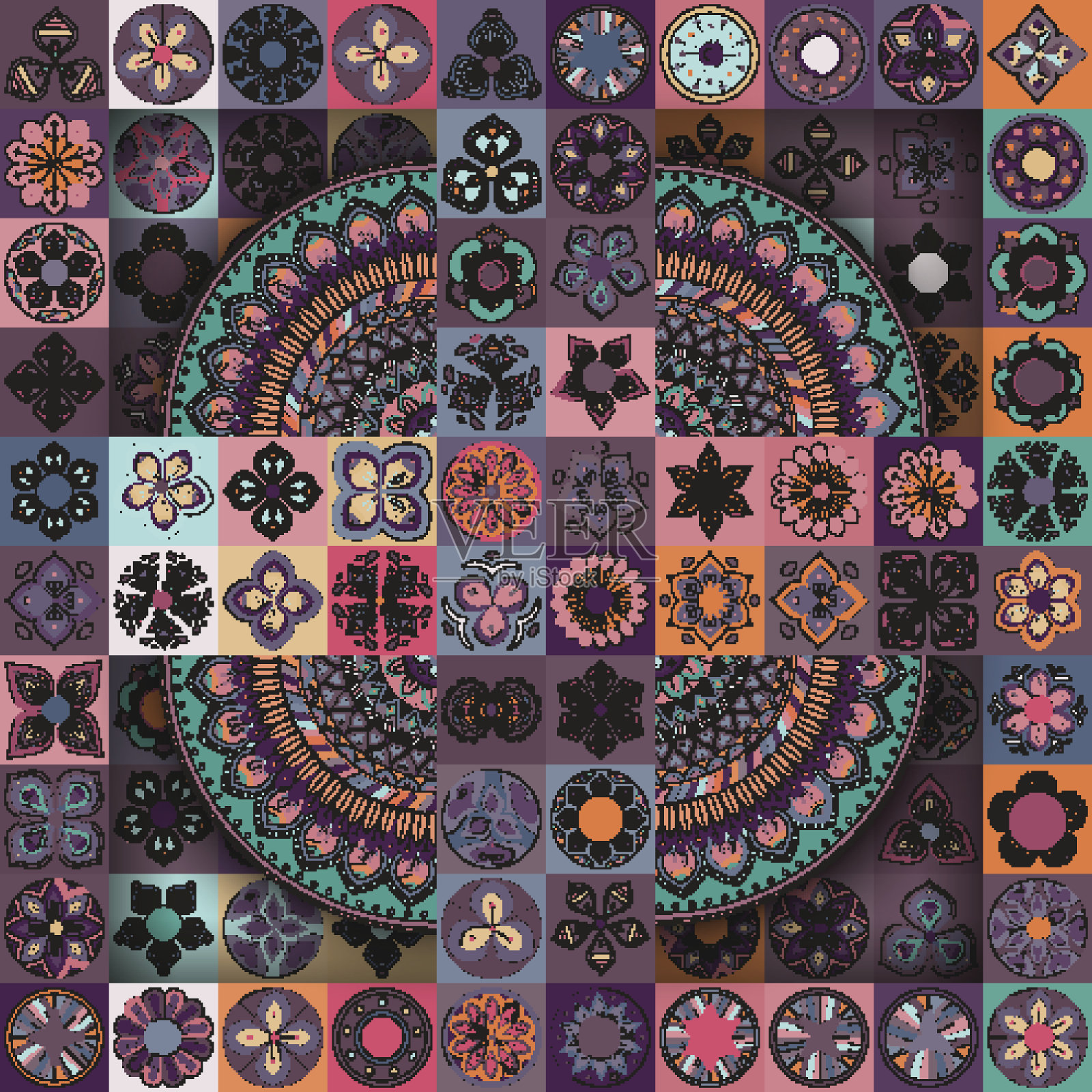 无缝模式。古典装饰元素。手绘背景。插画图片素材