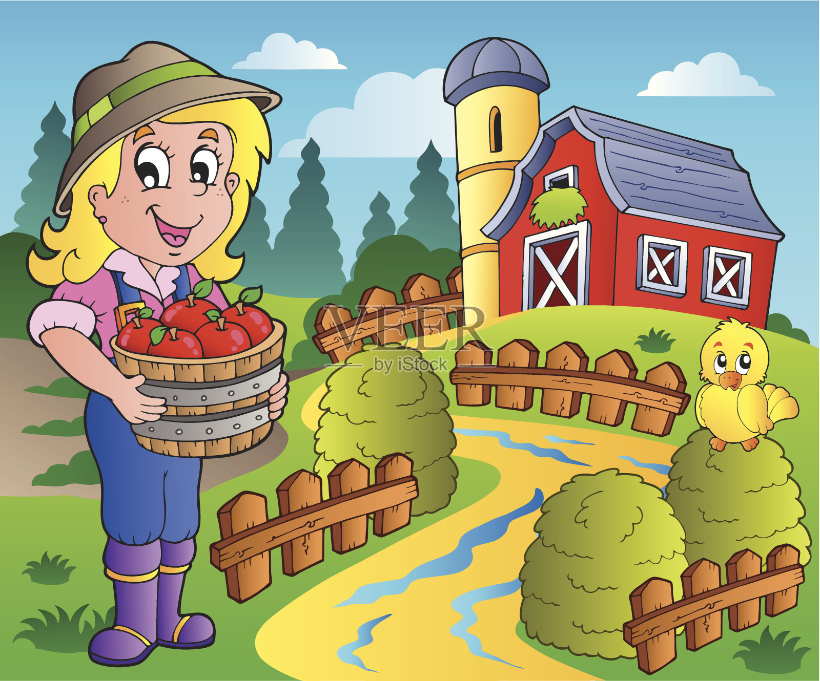 红色谷仓的乡村景色设计元素图片