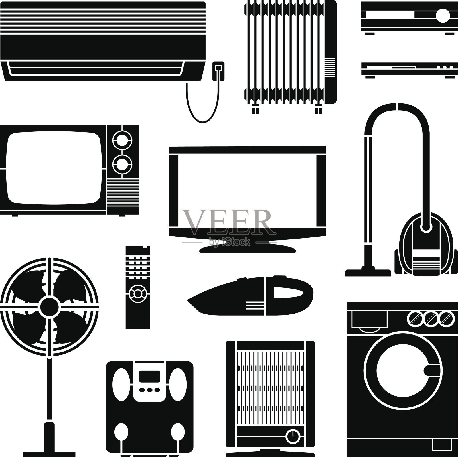 电子家居图标设置伟大的任何用途。向量EPS10。插画图片素材