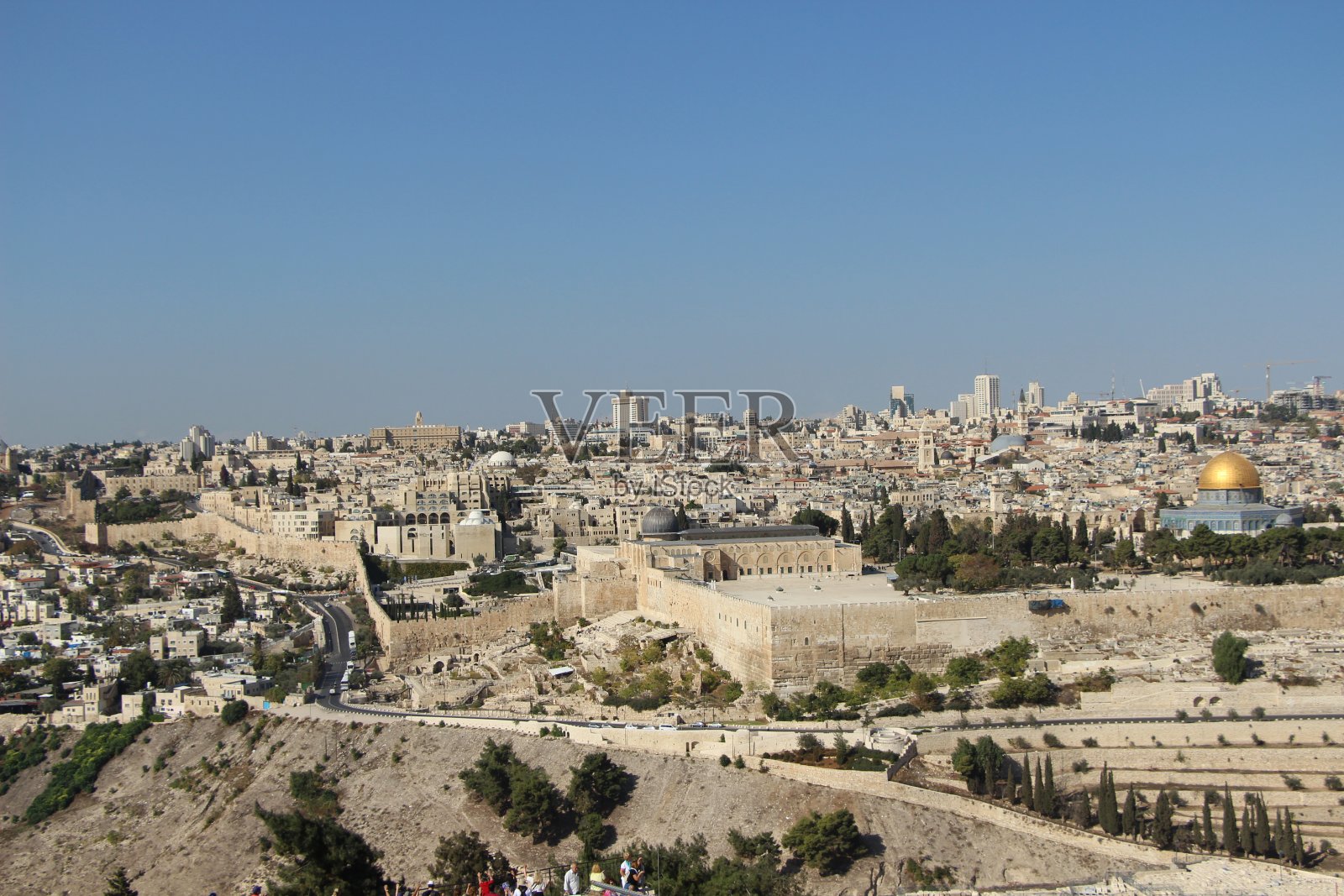 大卫城和南耶路撒冷城墙照片摄影图片