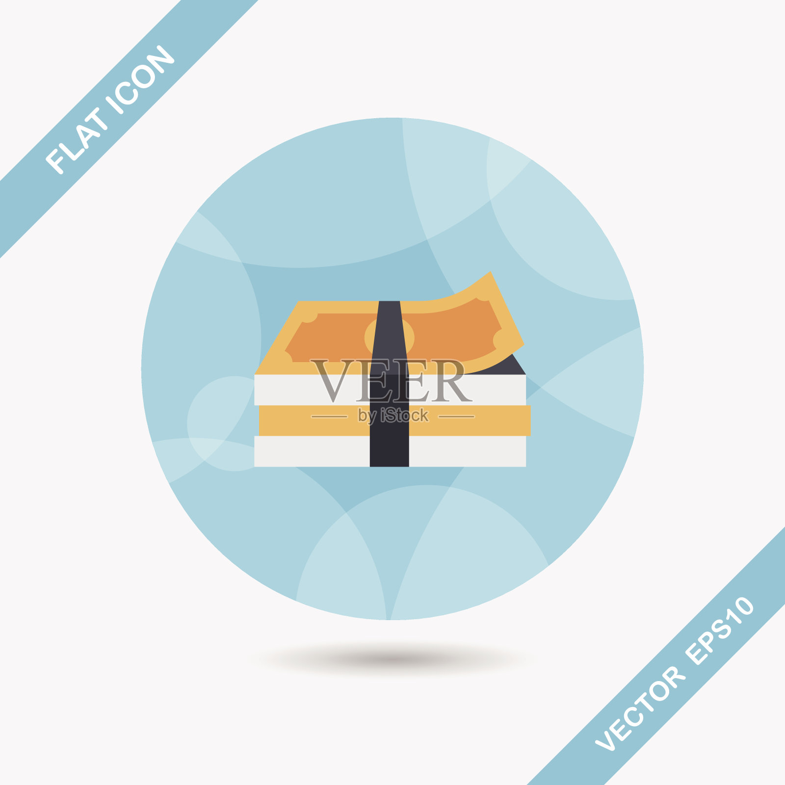 纸币的扁平图标与长影子，eps10插画图片素材