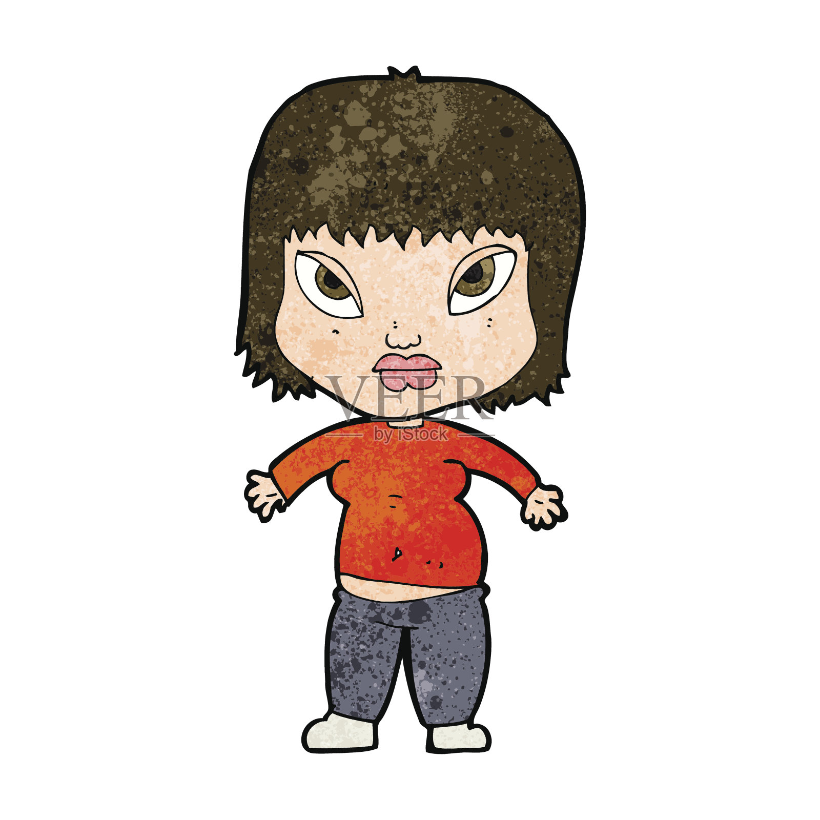 卡通超重的女人插画图片素材