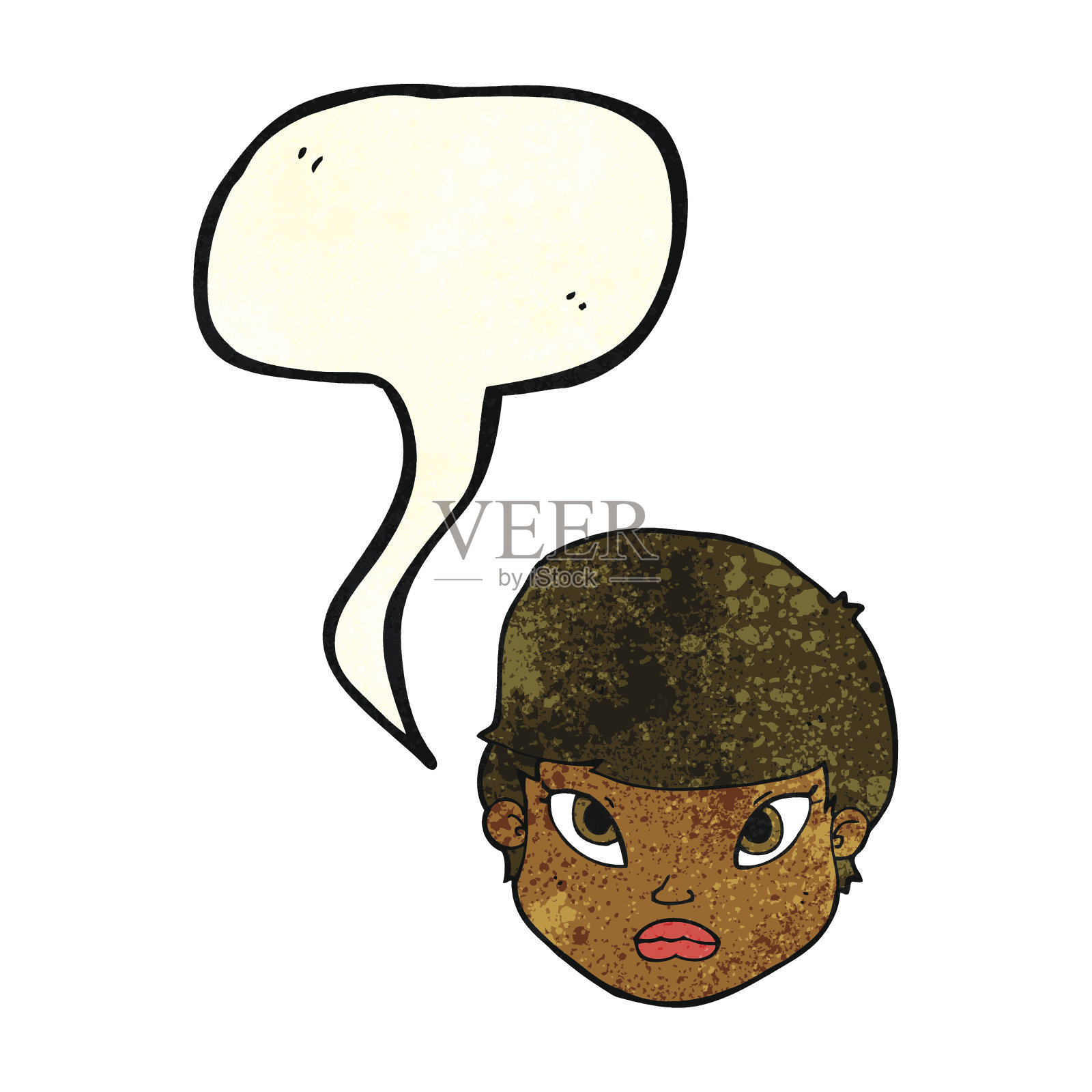 卡通严肃的脸带着说话泡泡设计元素图片