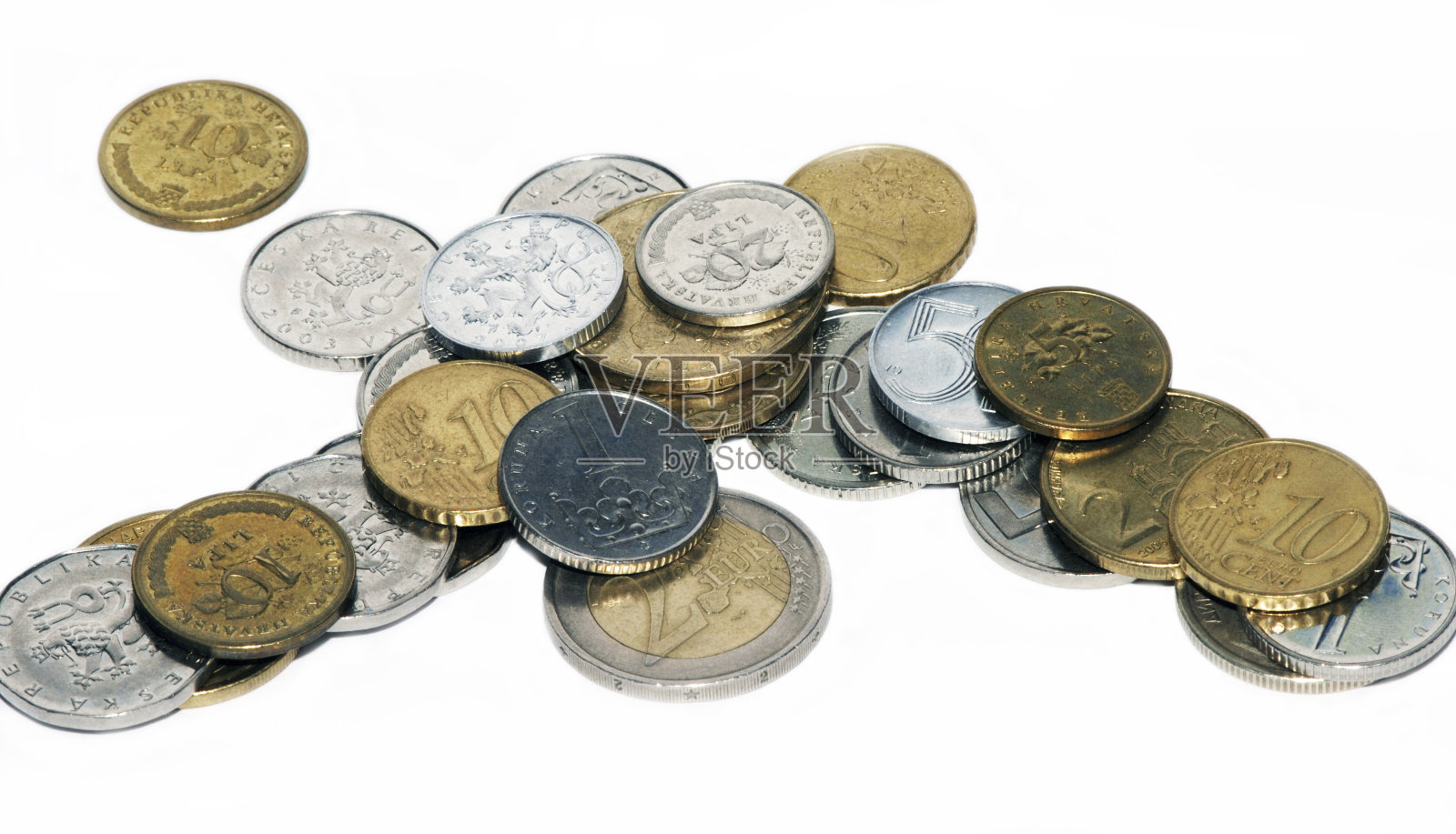 各种各样的硬币照片摄影图片