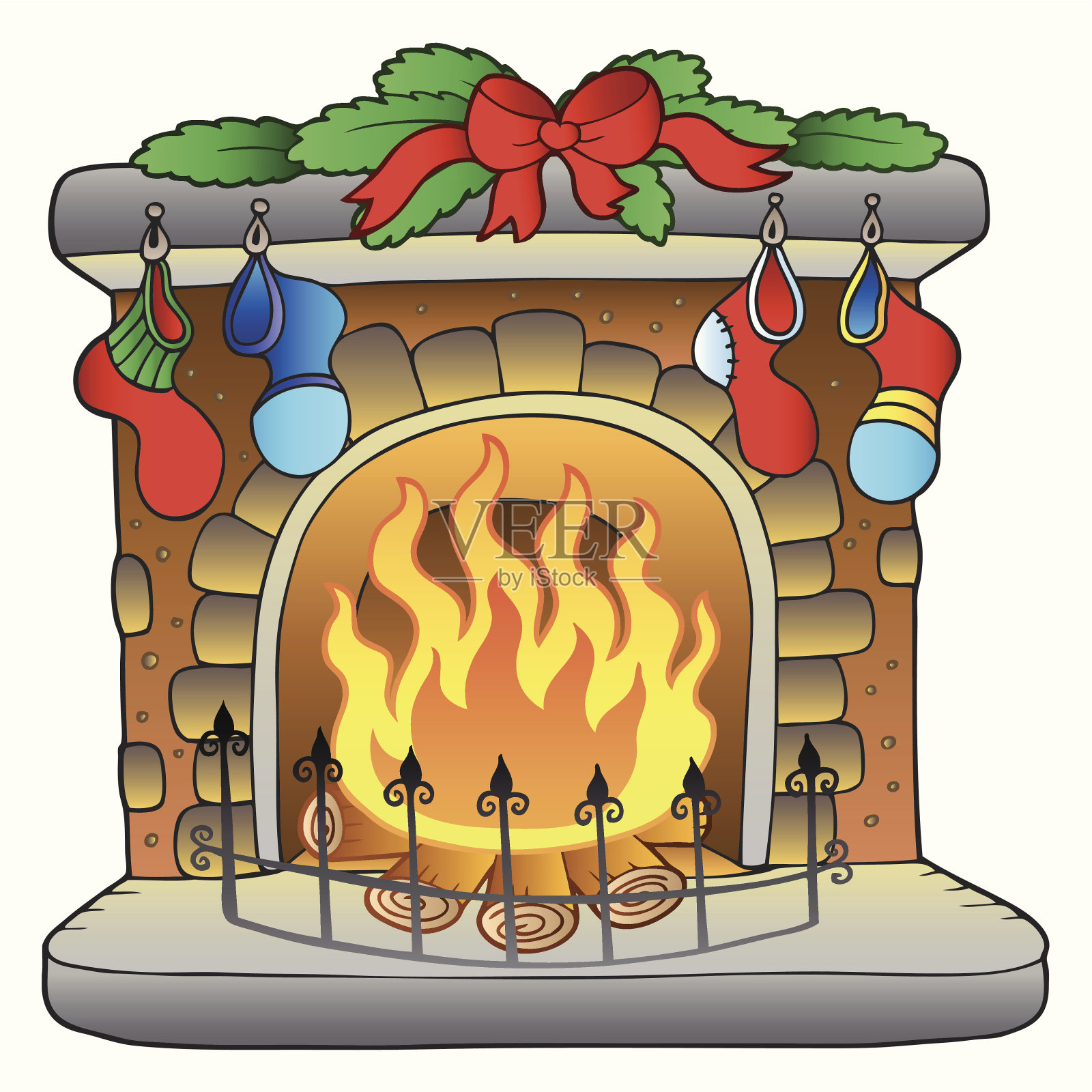 圣诞节卡通壁炉设计元素图片