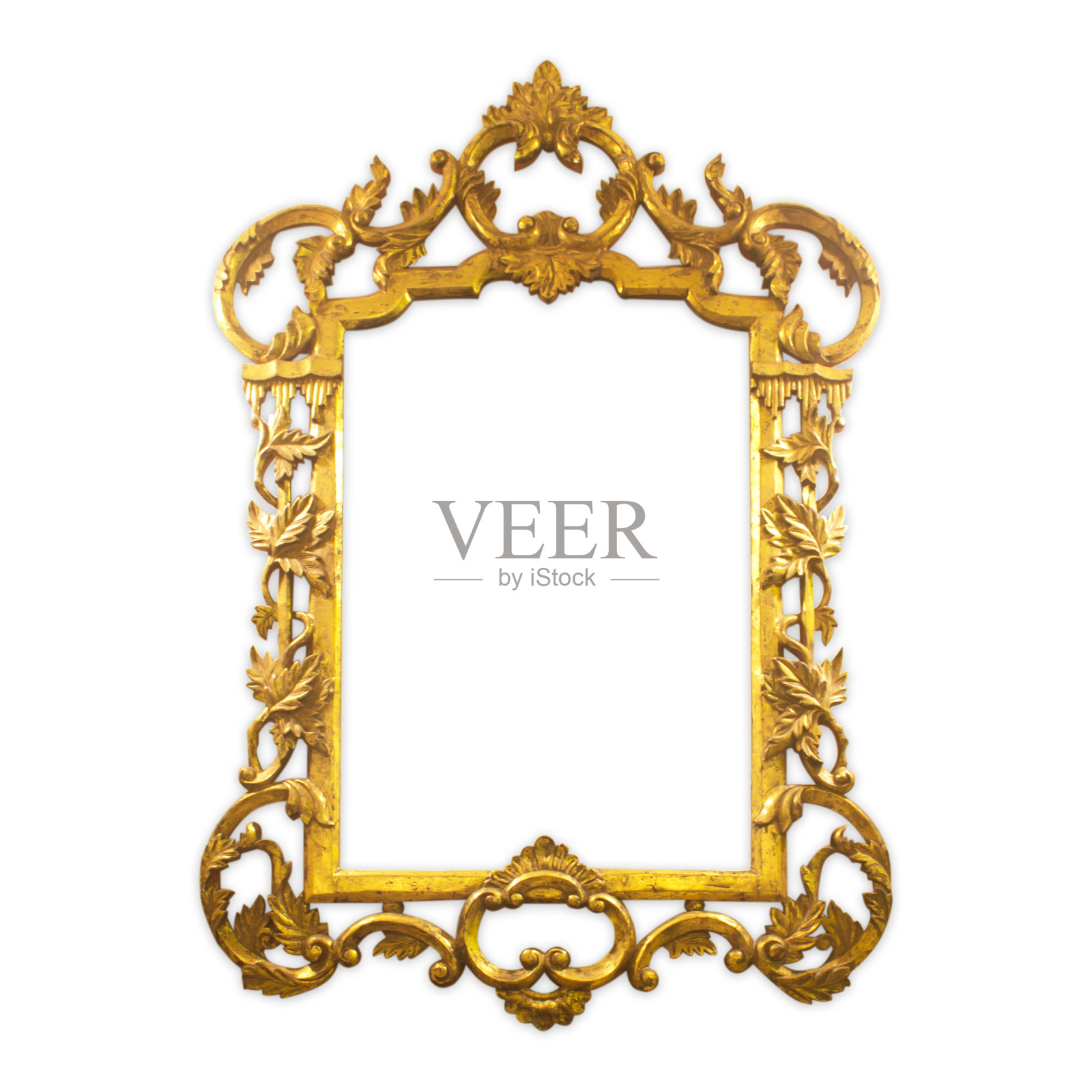 古董金色框架孤立在白色背景照片摄影图片