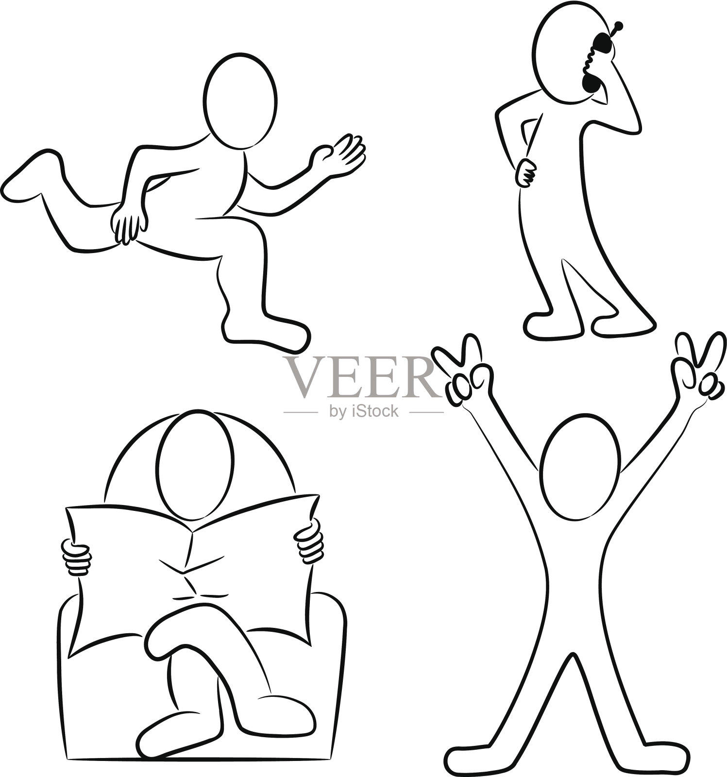 黑白相间的卡通人物设计元素图片