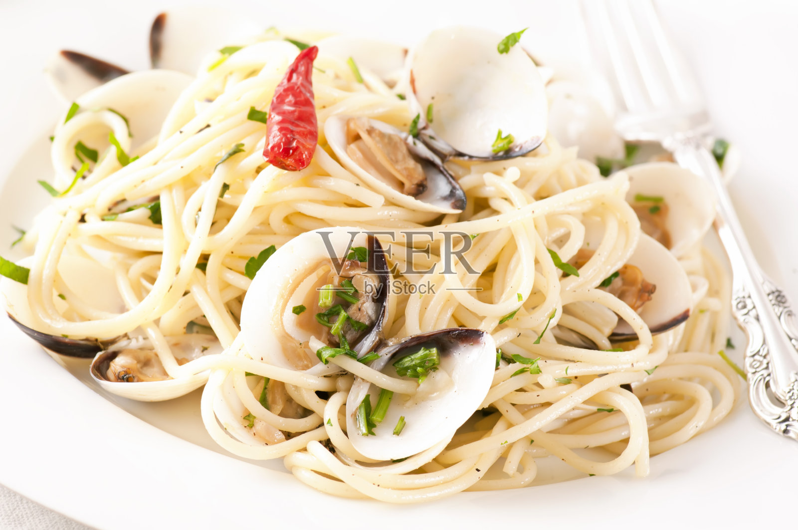 意面Vongole照片摄影图片