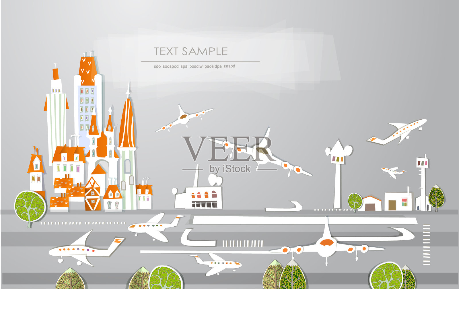 城市机场插图插画图片素材