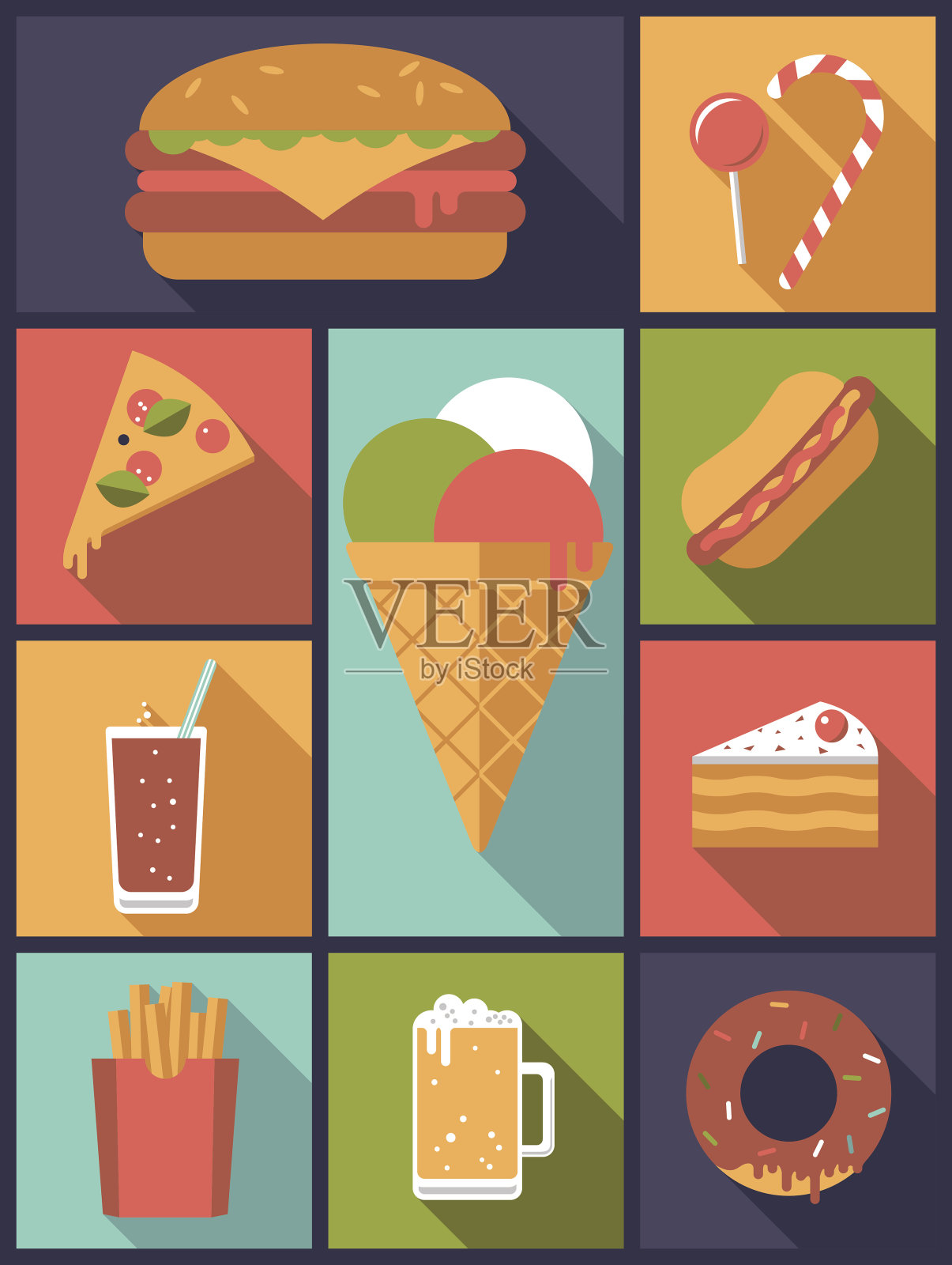 快餐图标矢量插图。插画图片素材