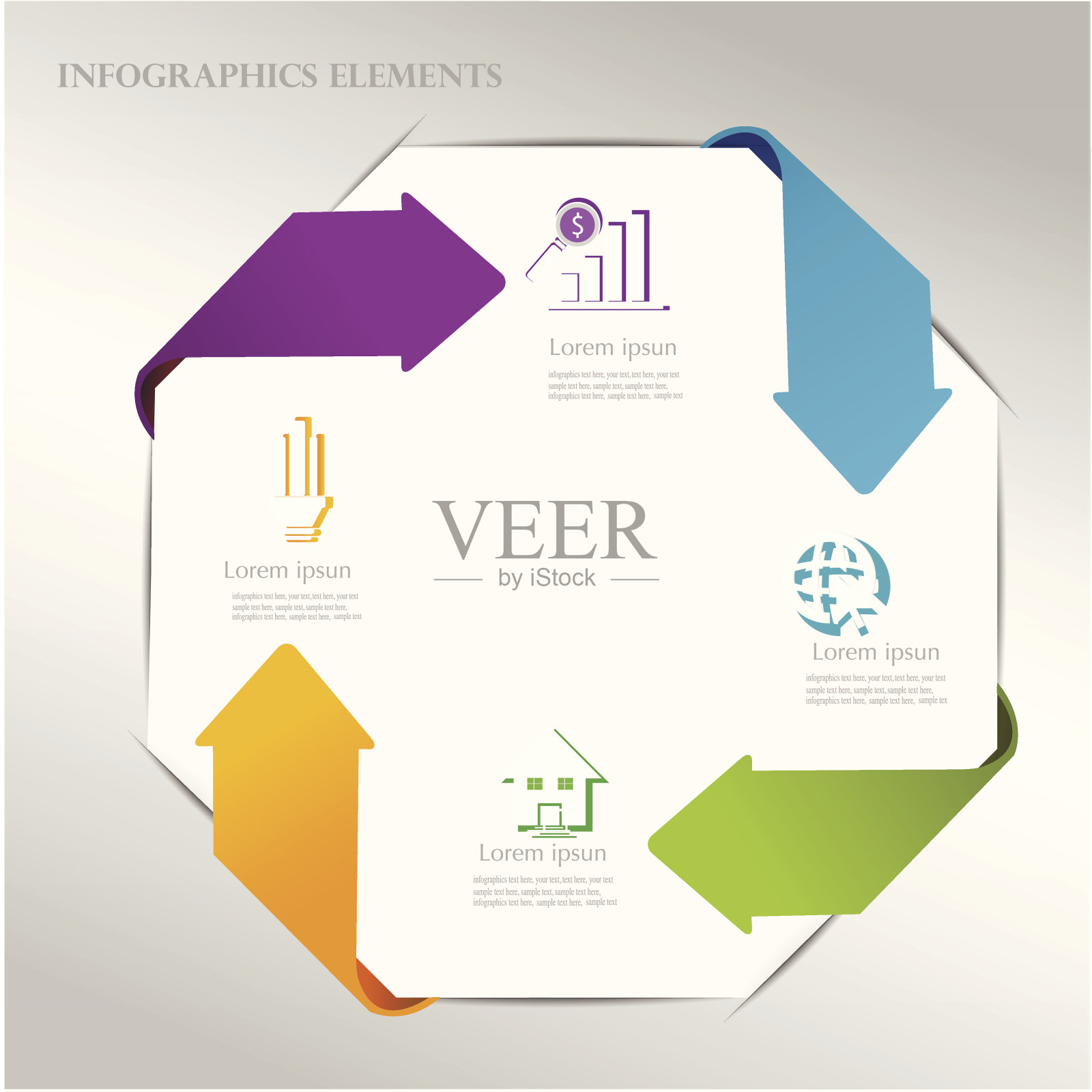 抽象箭头信息图模板。插画图片素材
