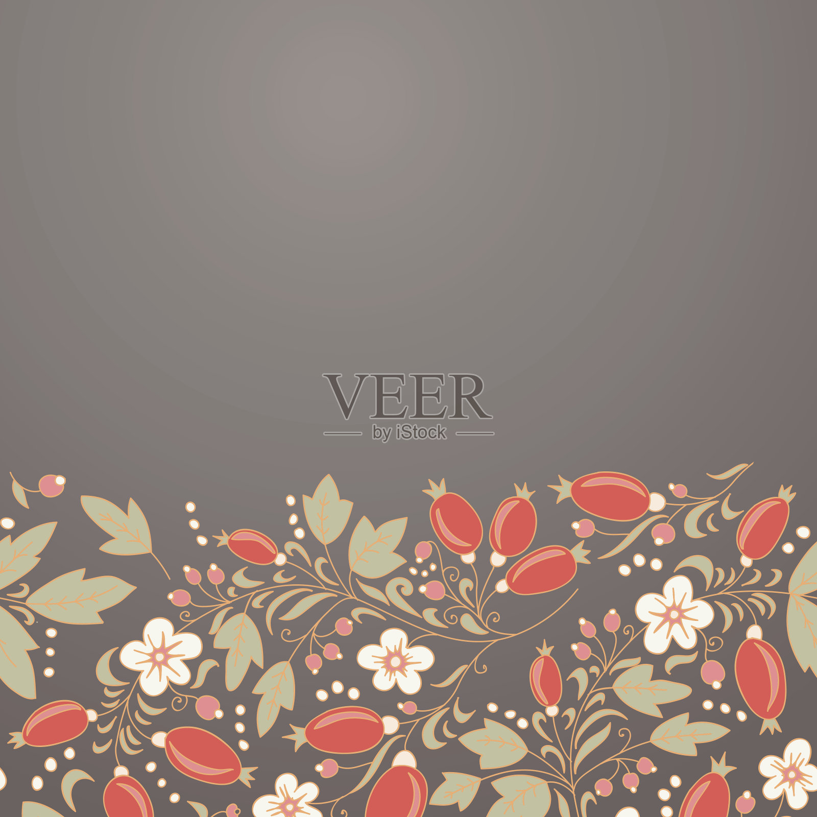 手绘小檗果边框图案插画图片素材