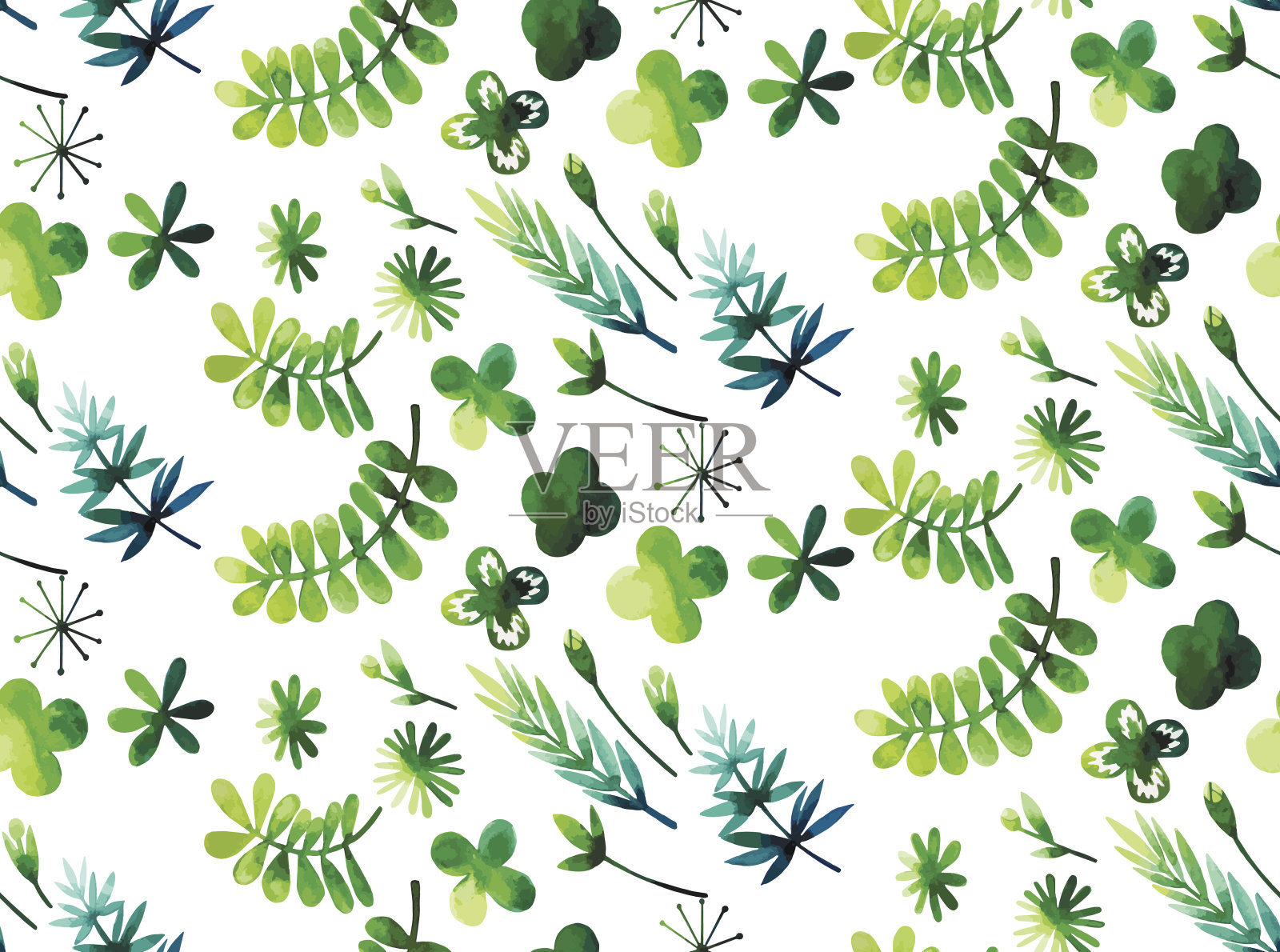 水彩春天模式插画图片素材