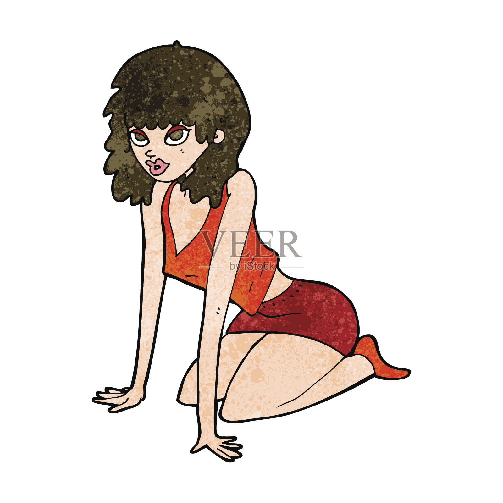 卡通女人在性感的姿势插画图片素材