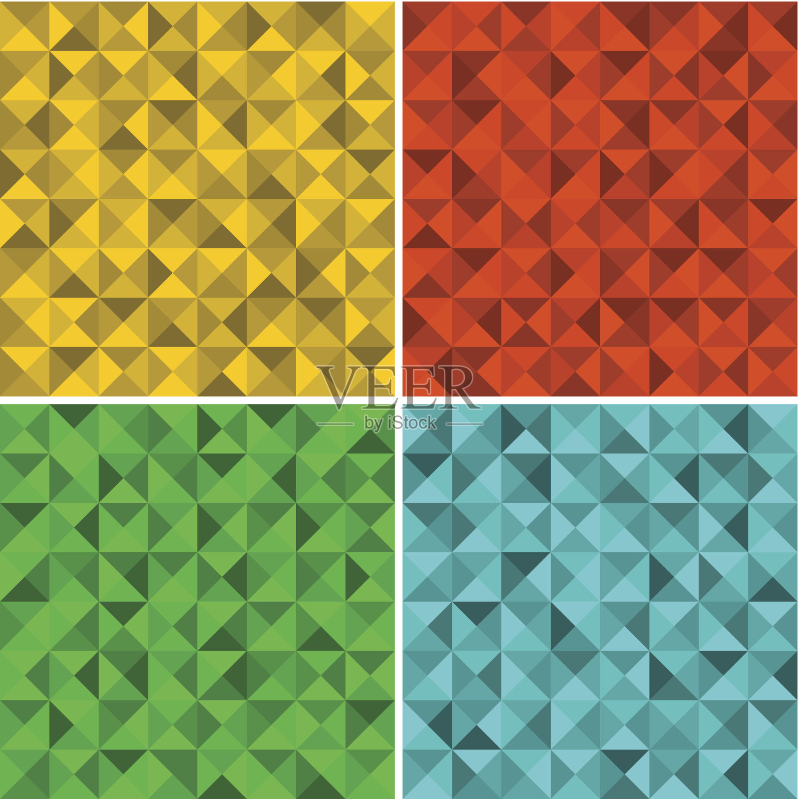 一组无缝模式与三角形。插画图片素材