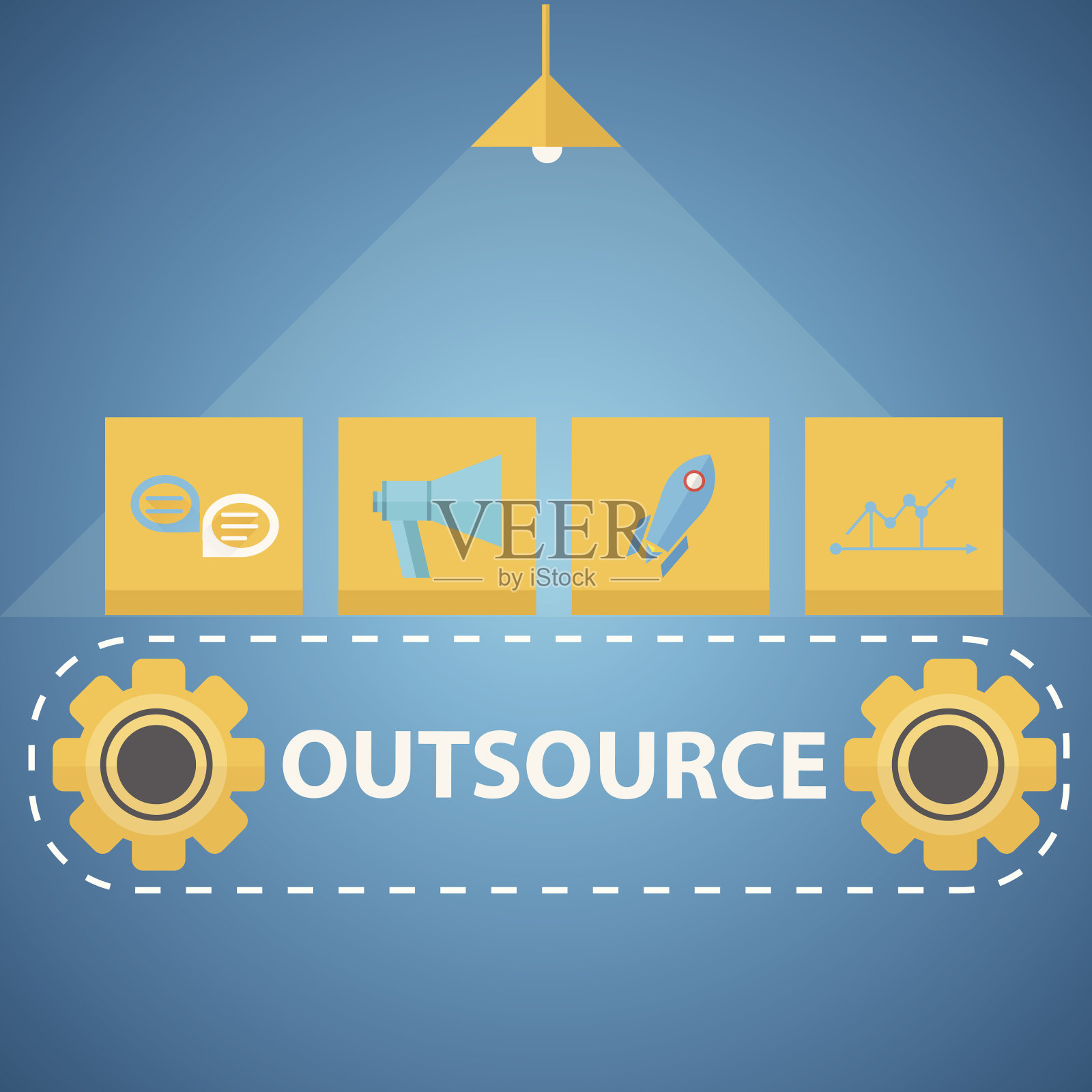 平面矢量插图外包机制插画图片素材