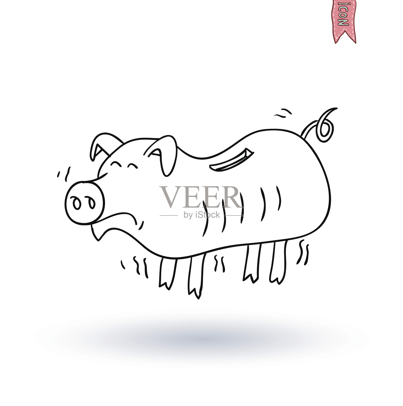 猪银行图标，手绘插图。插画图片素材