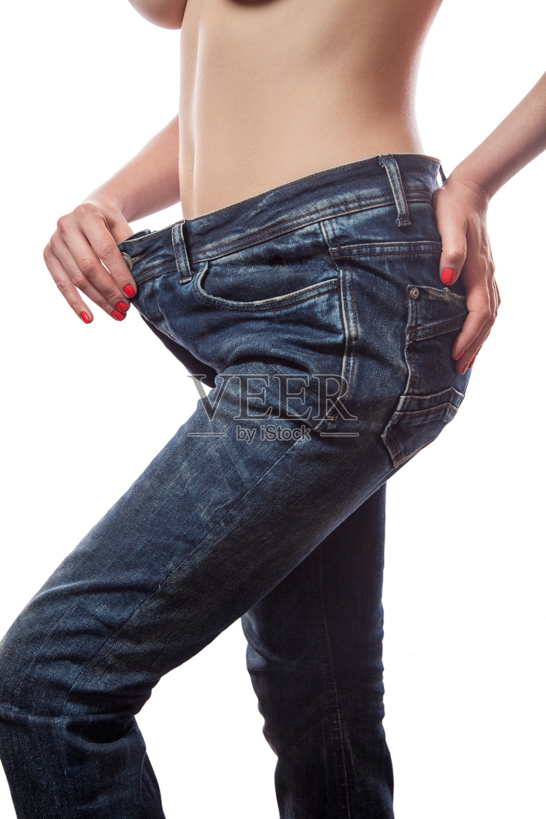 成功减肥，白色背景，饮食理念照片摄影图片