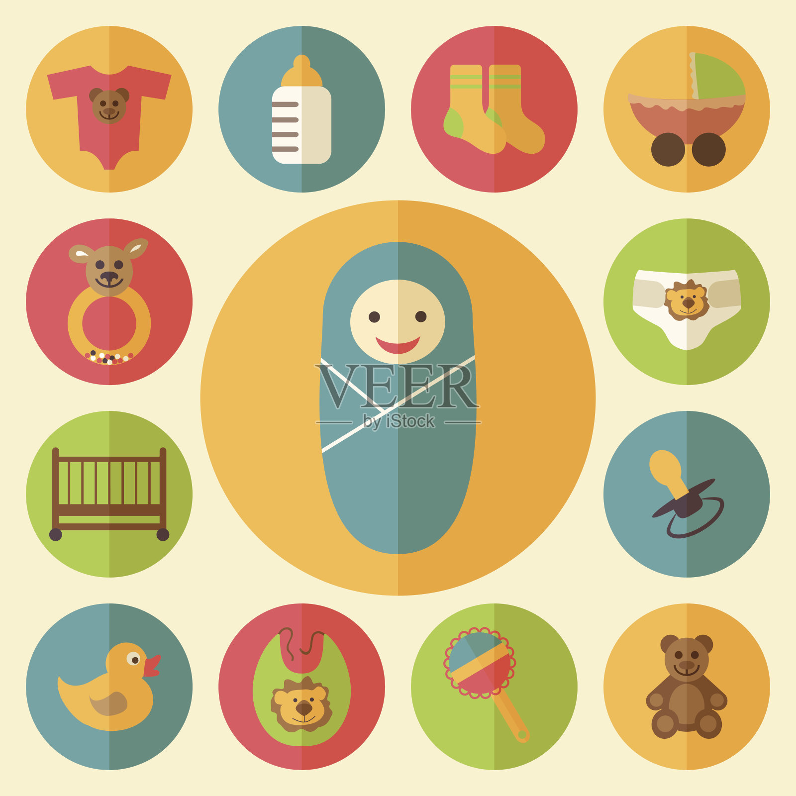 宝宝沐浴礼图标设置插画图片素材