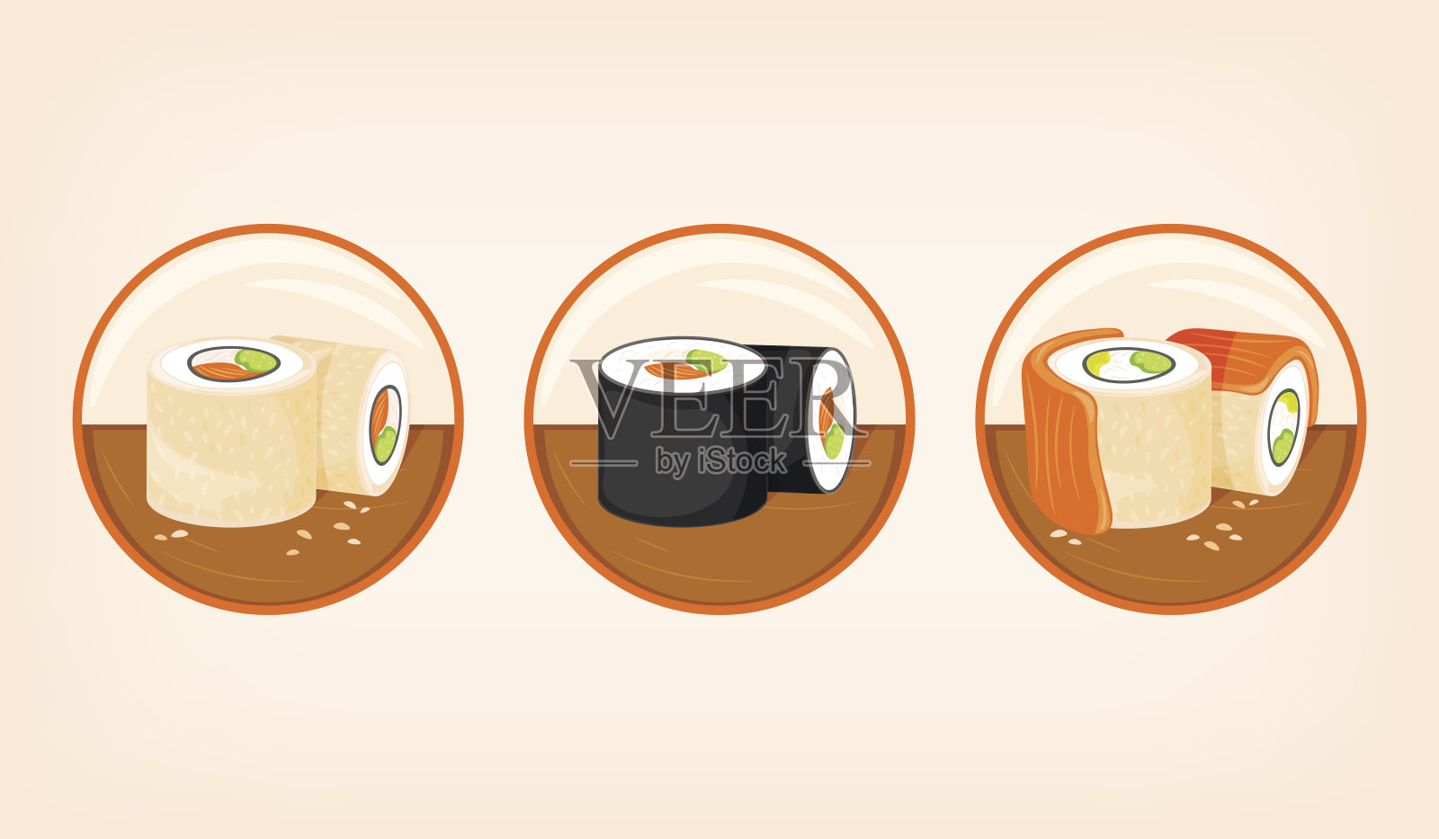 寿司设置图标插画图片素材