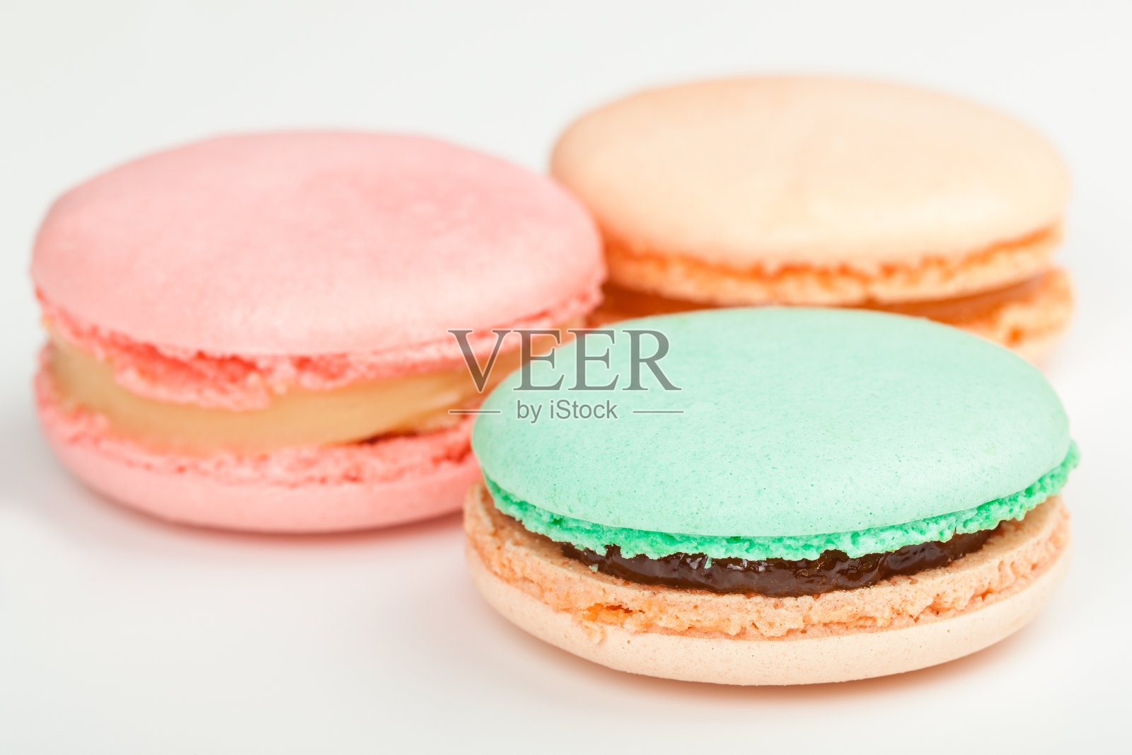 三个法国马卡龙照片摄影图片