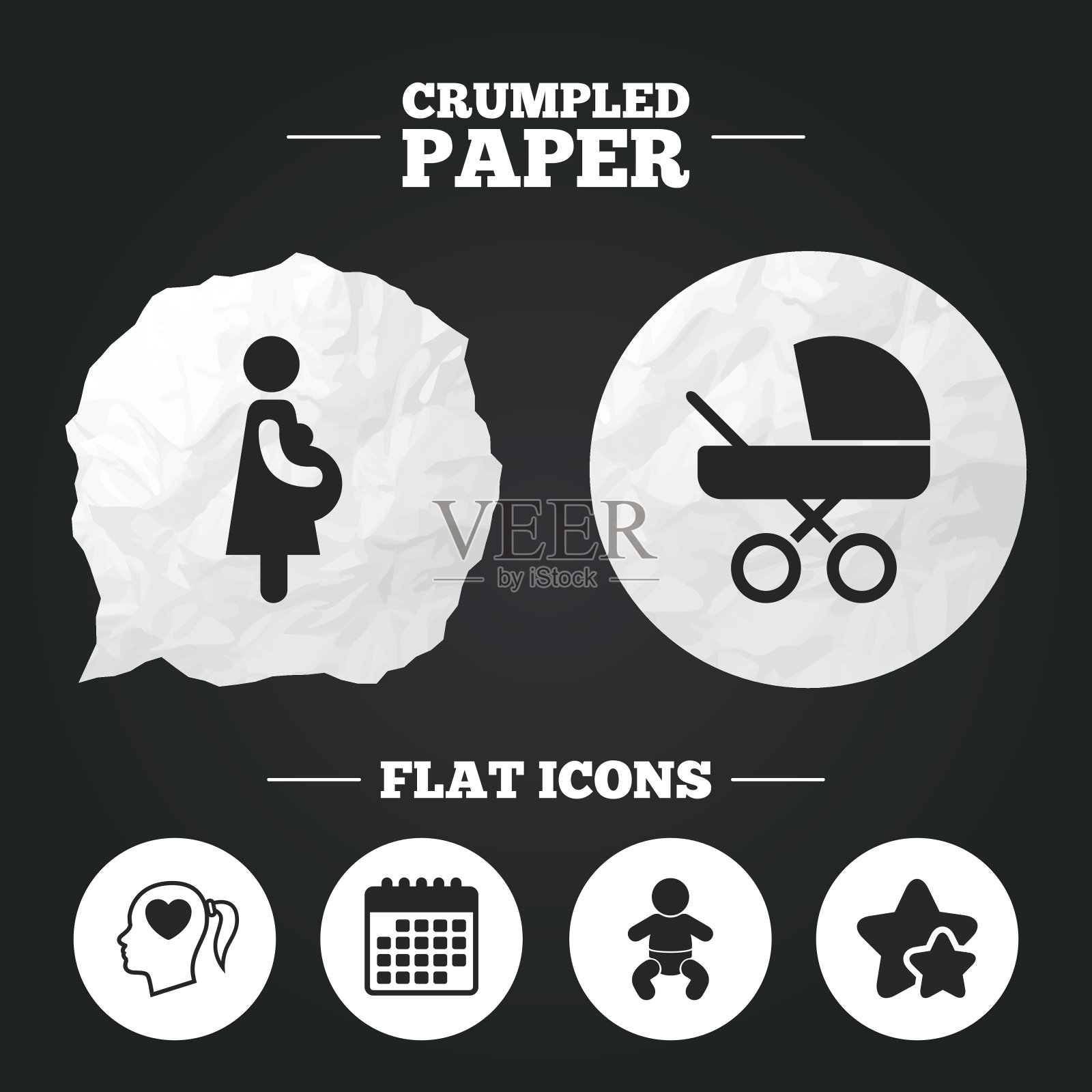 孕妇图标。婴儿，怀孕，婴儿车。图标素材