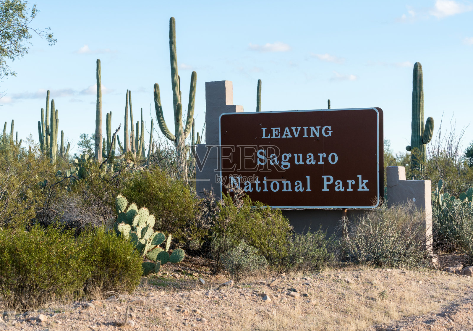 西图森的萨瓜罗国家公园的出口标志照片摄影图片