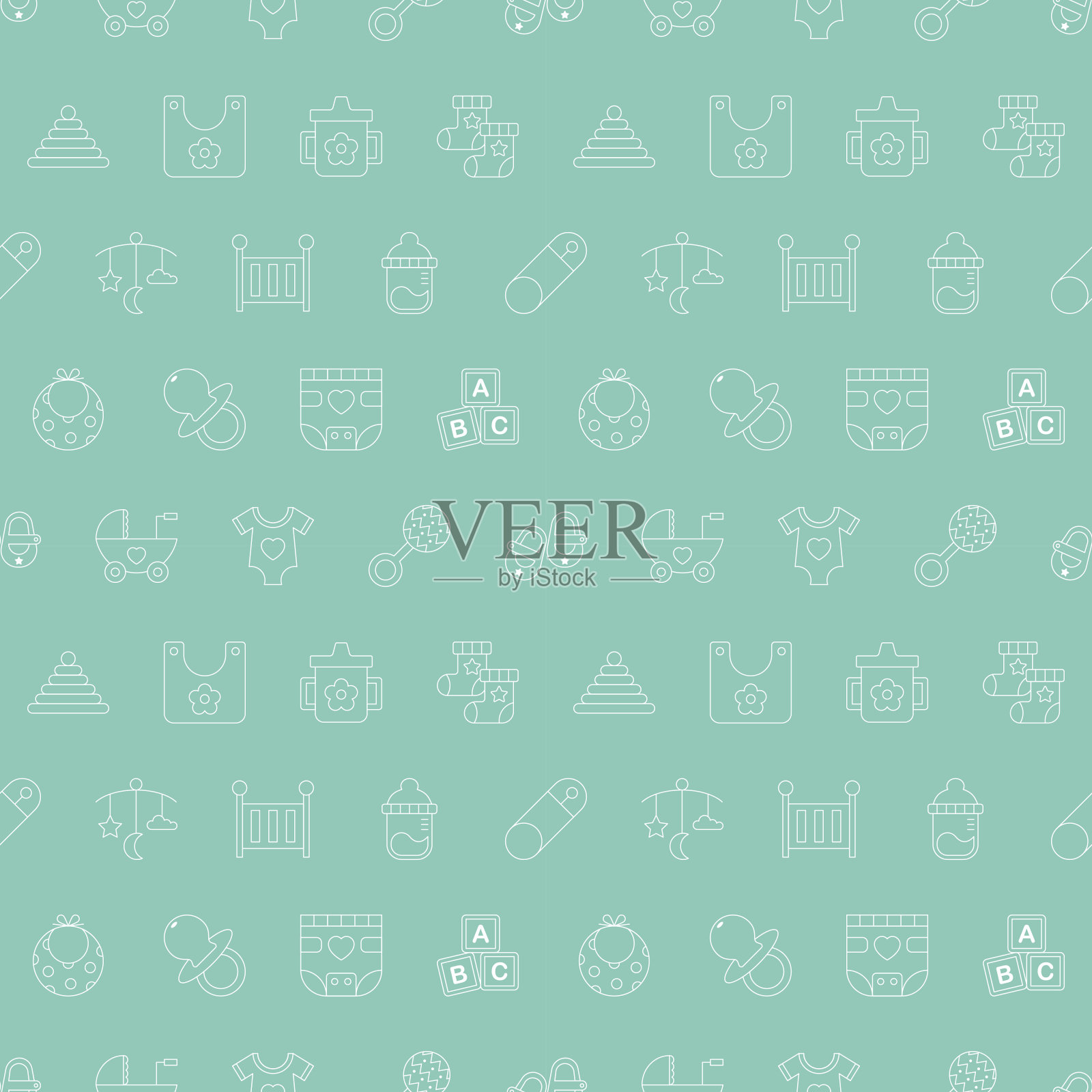 宝贝线图标模式设置插画图片素材