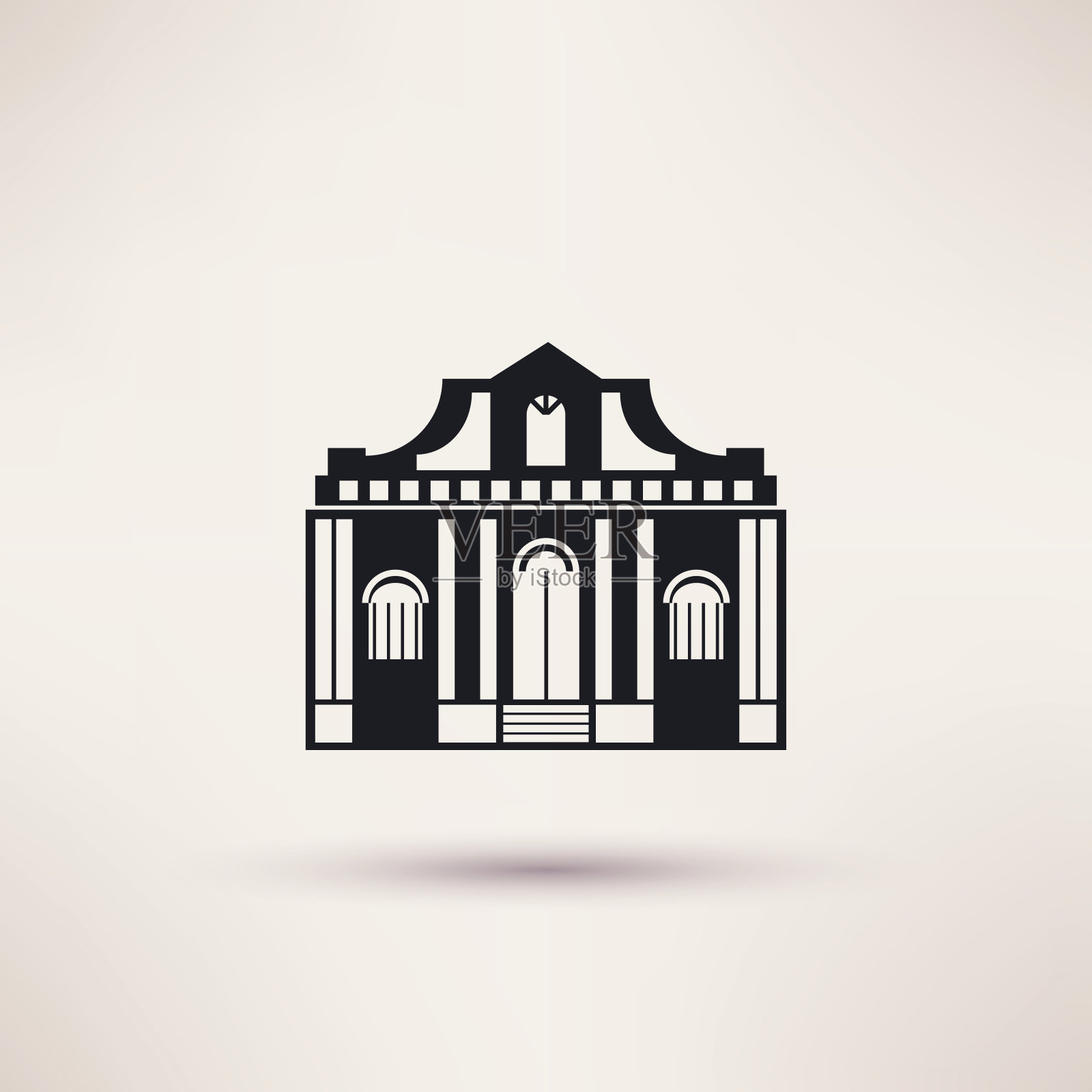 博物馆建筑。美术图标平面孤立矢量。插画图片素材