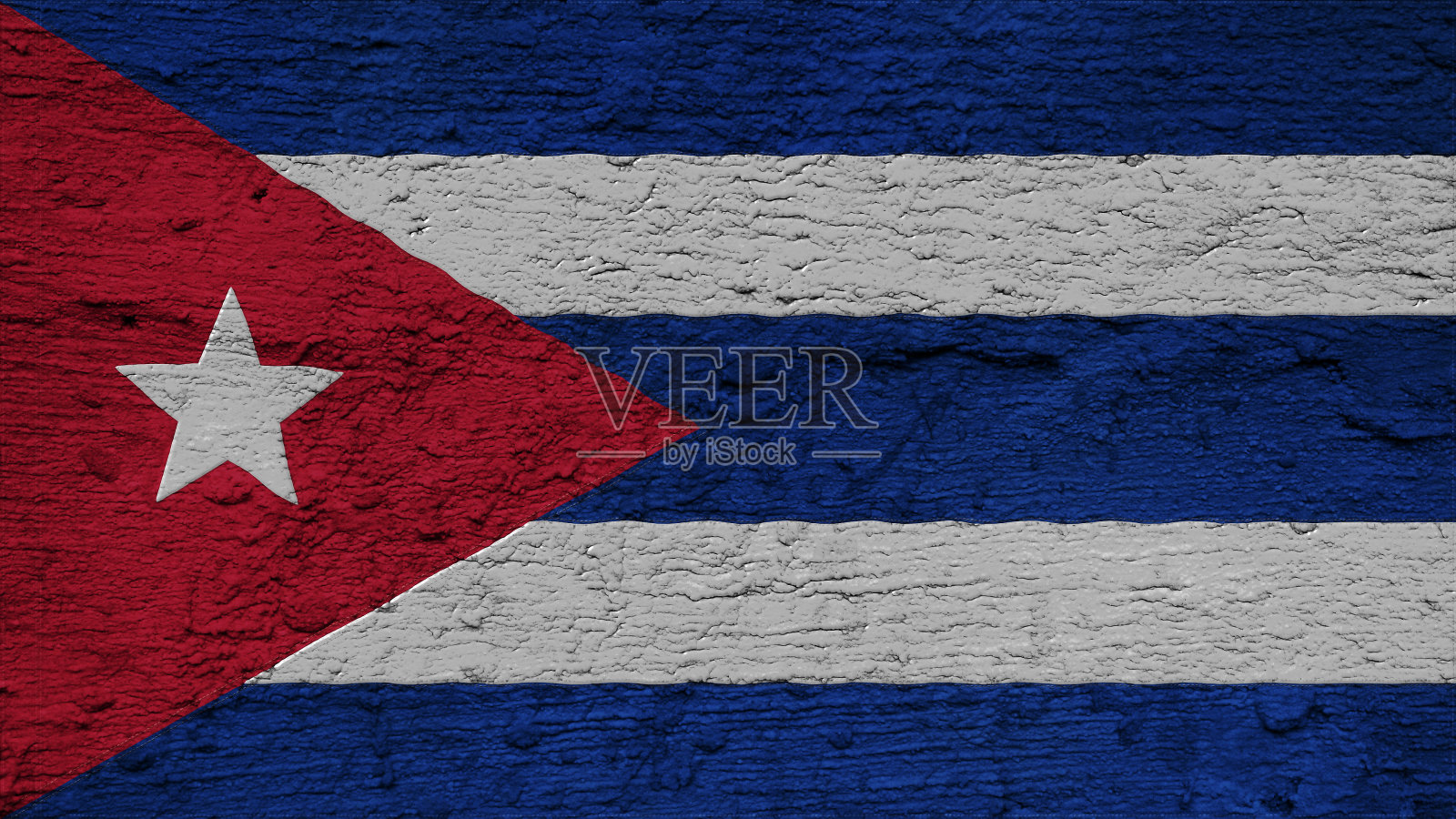 墙上有古巴国旗的纹理照片摄影图片