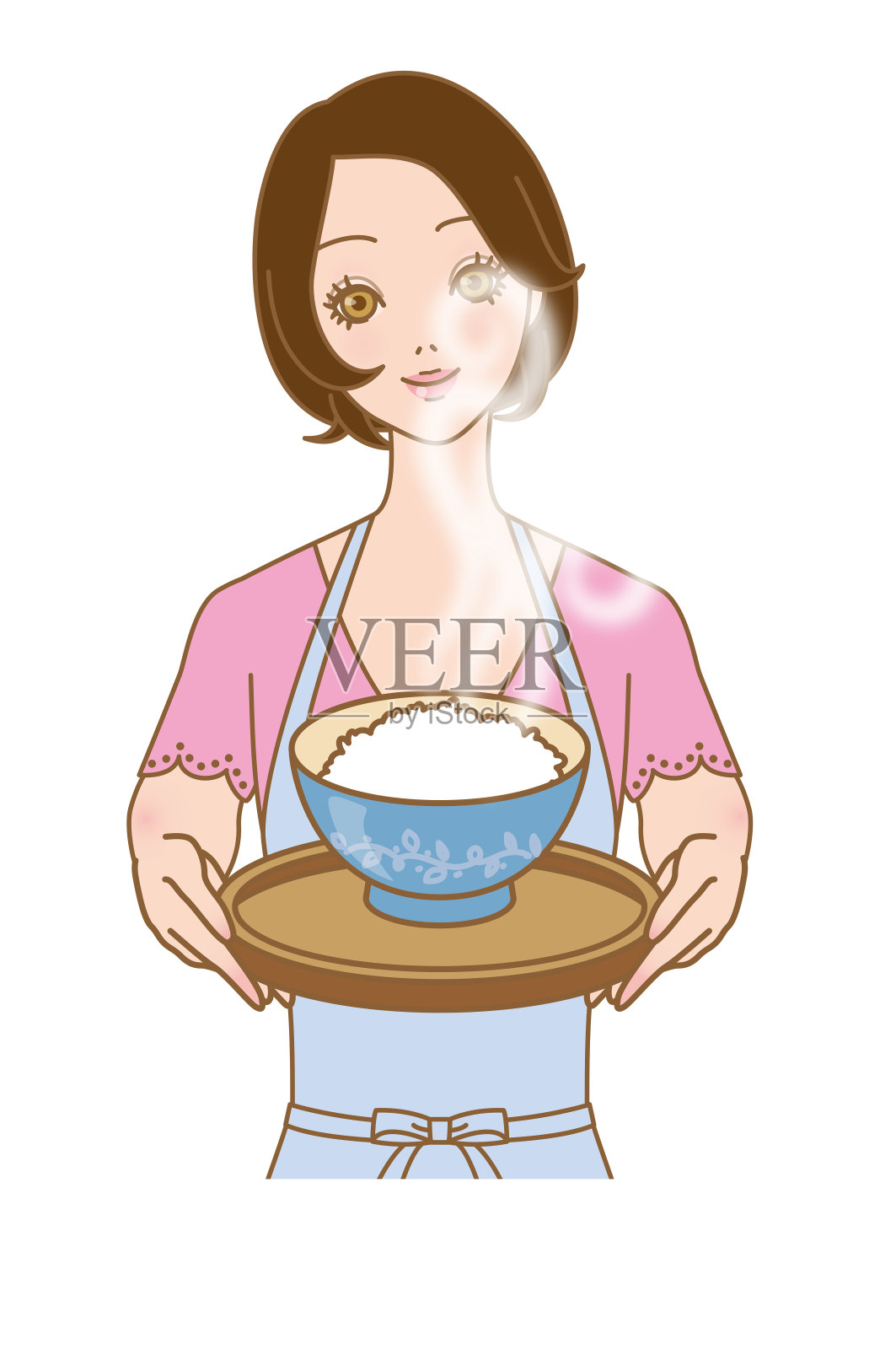 提供新鲜米饭的预兆插画图片素材