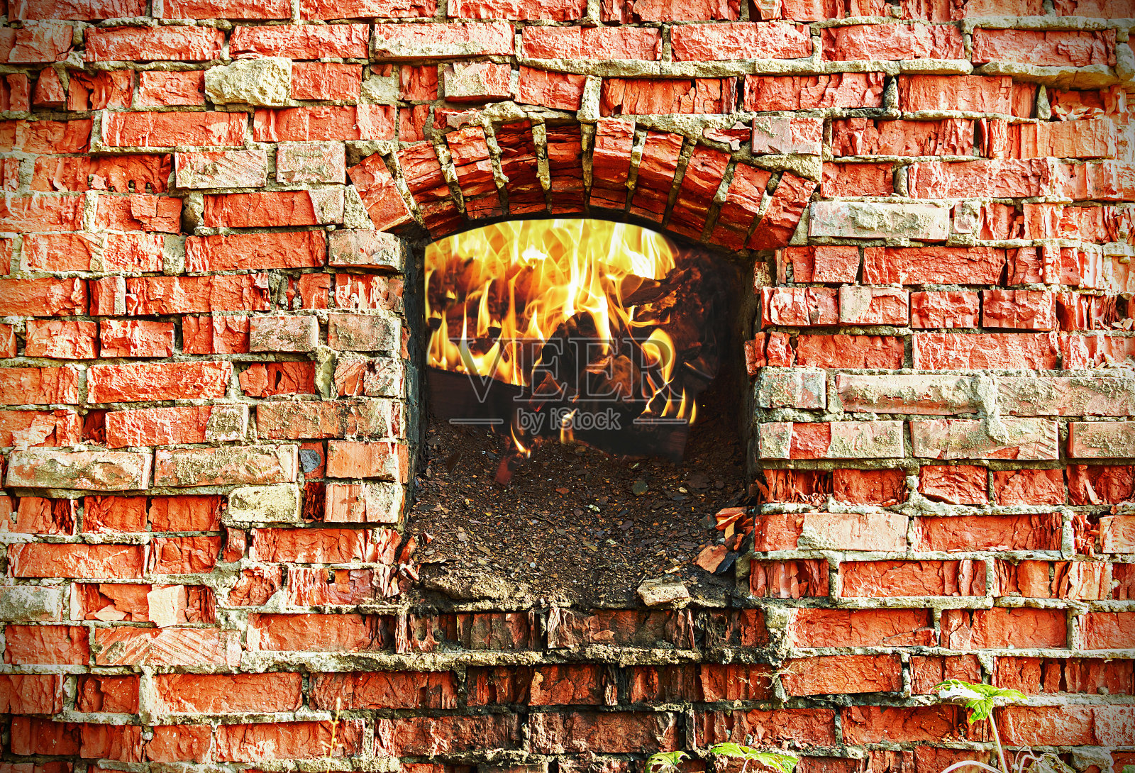 火箱用木头烧砖炉照片摄影图片