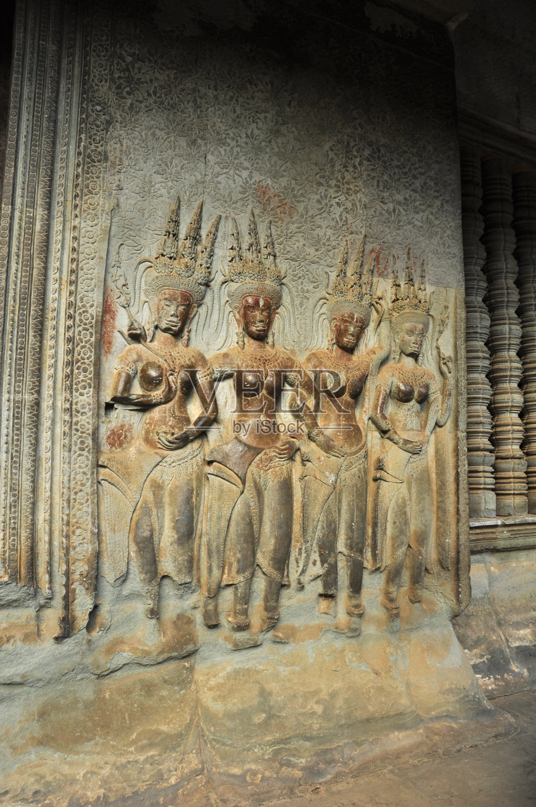 吴哥建筑上的细节照片摄影图片