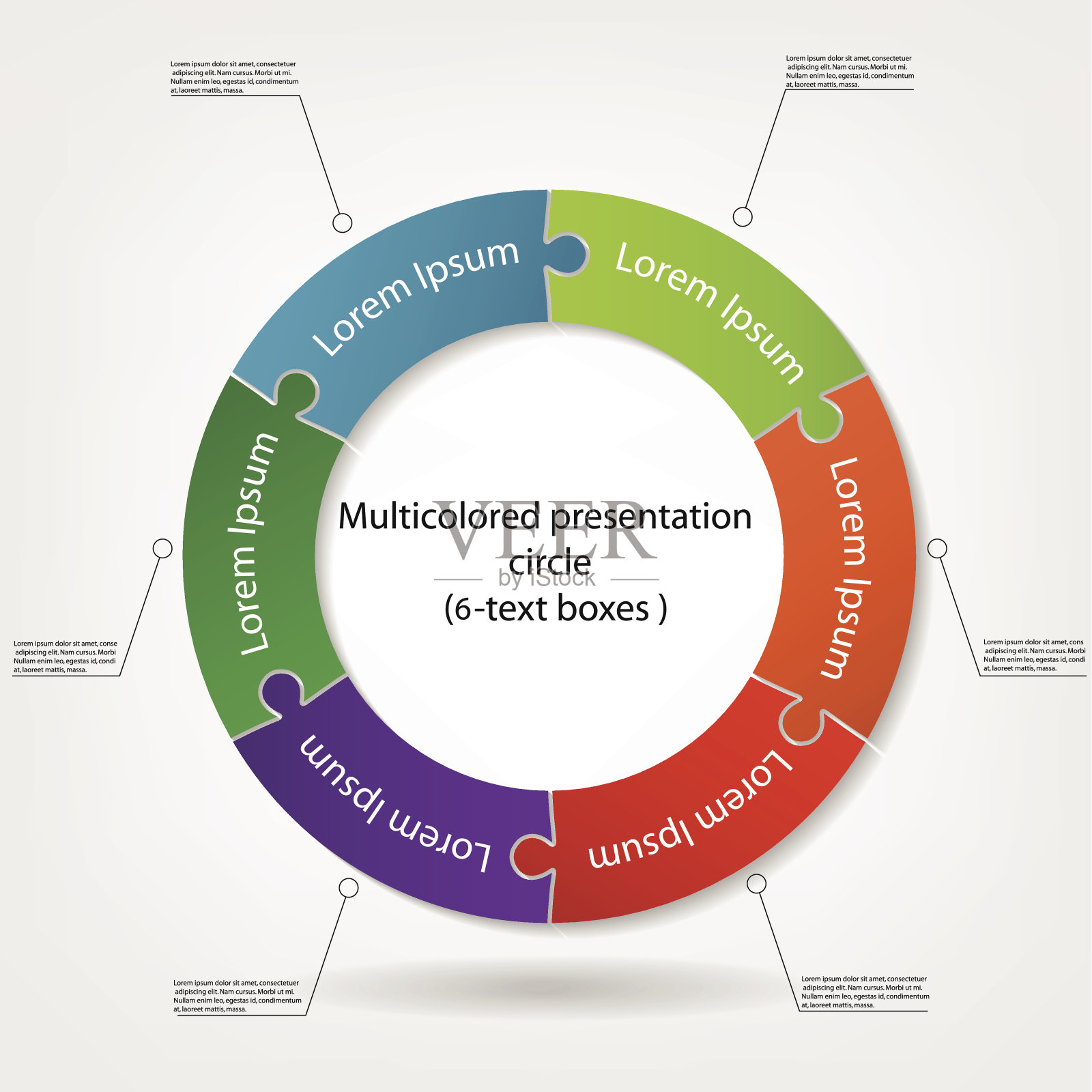 彩色拼图圆形模板设计插画图片素材
