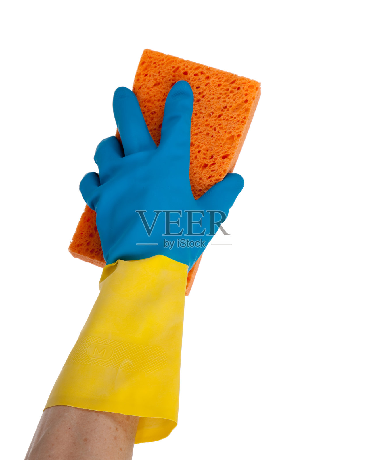 橡胶手套和海绵复印空间照片摄影图片