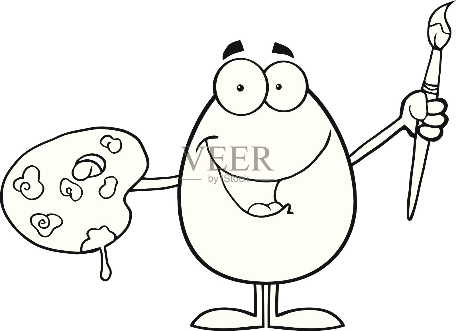 黑色和白色微笑的复活节彩蛋画笔插画图片素材