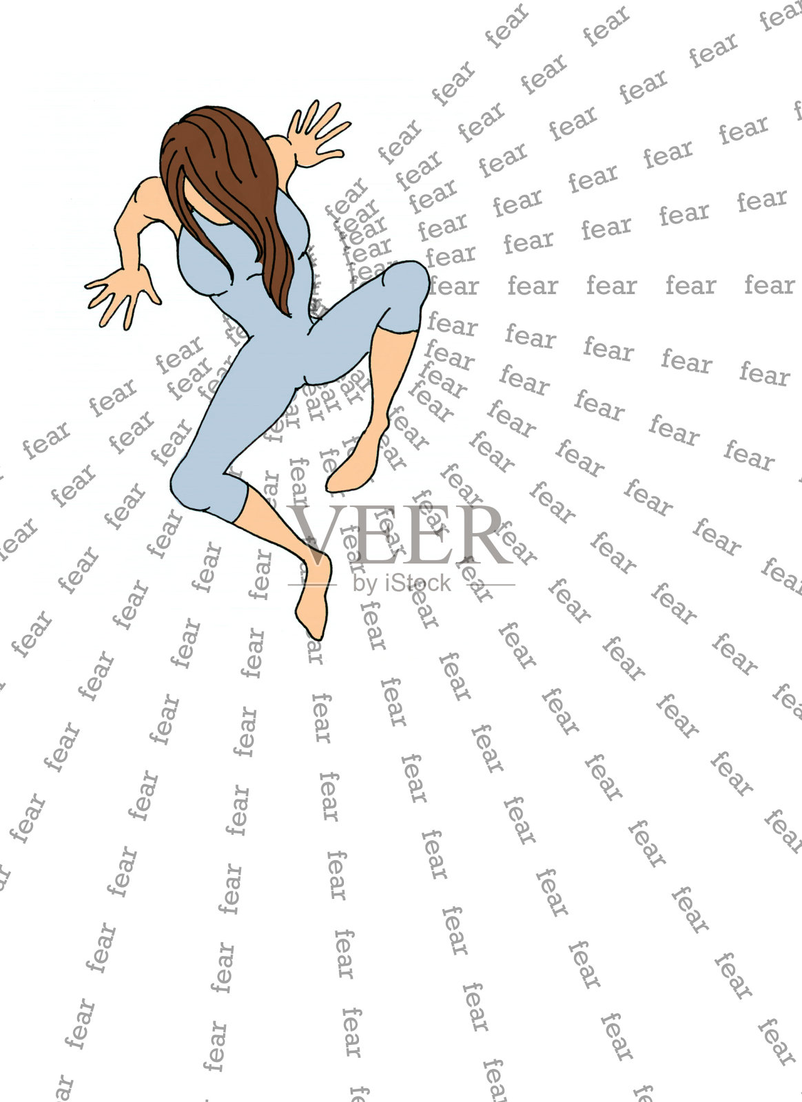 女孩和恐惧插画图片素材