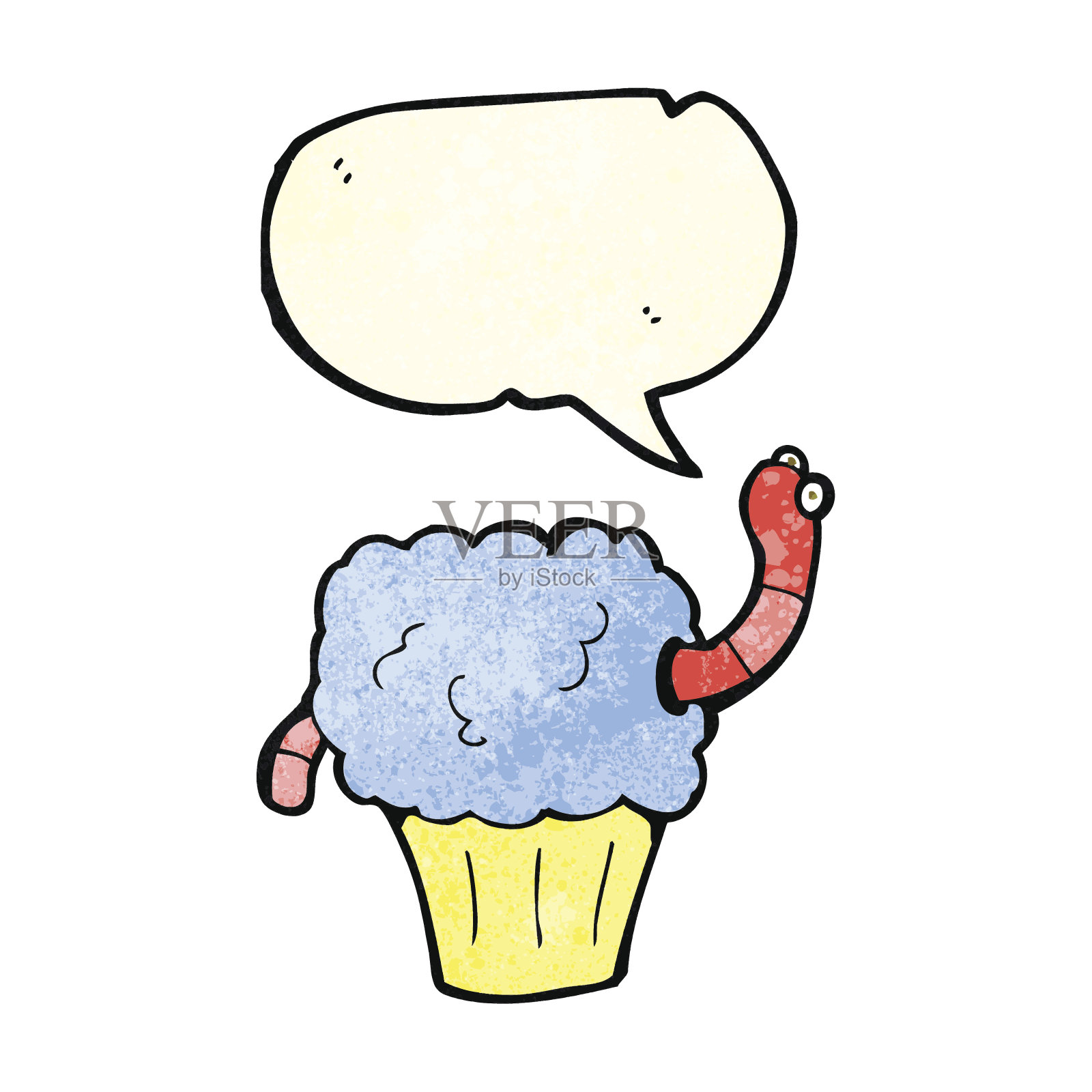 纸杯蛋糕里的卡通蠕虫还会说话插画图片素材