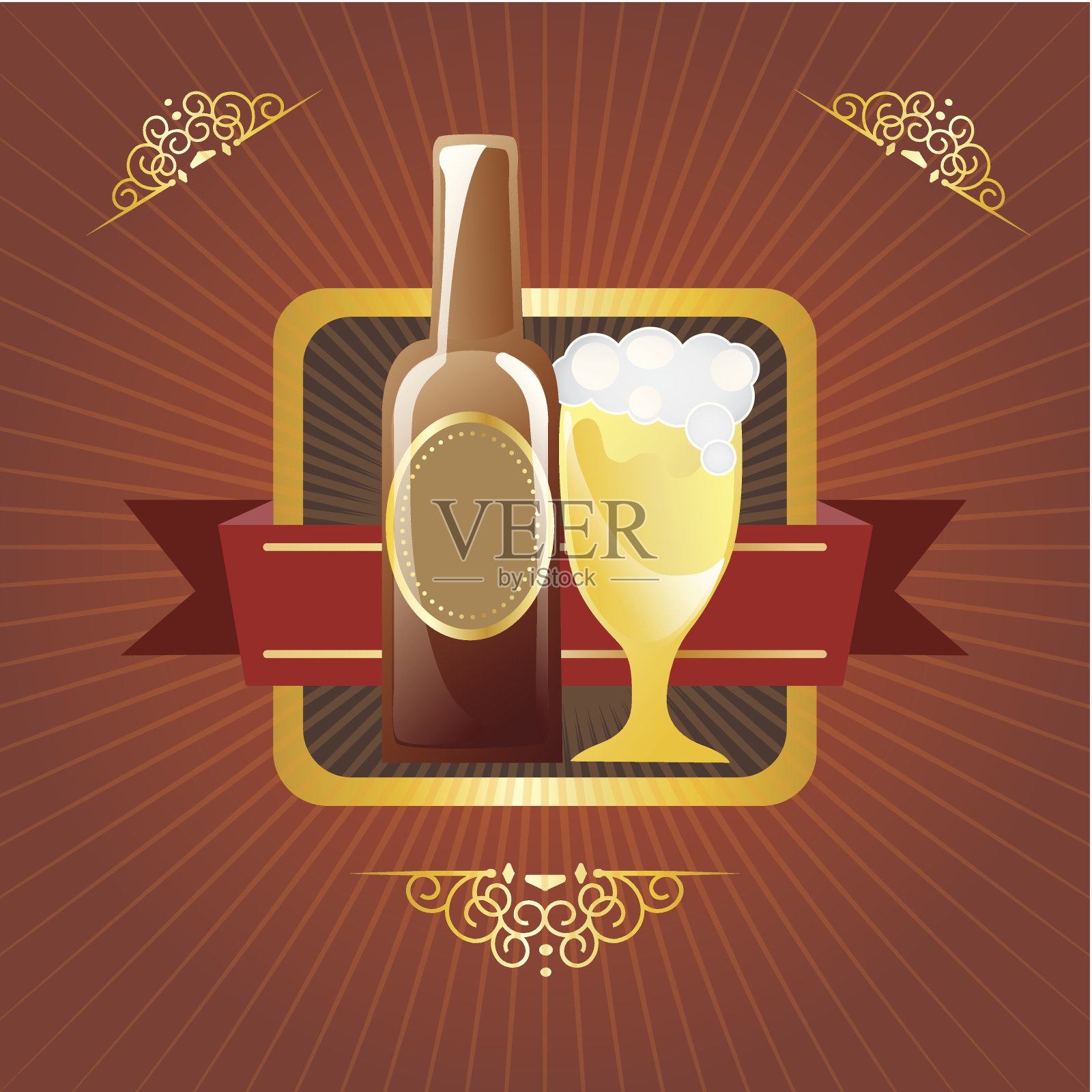 啤酒标签插画图片素材