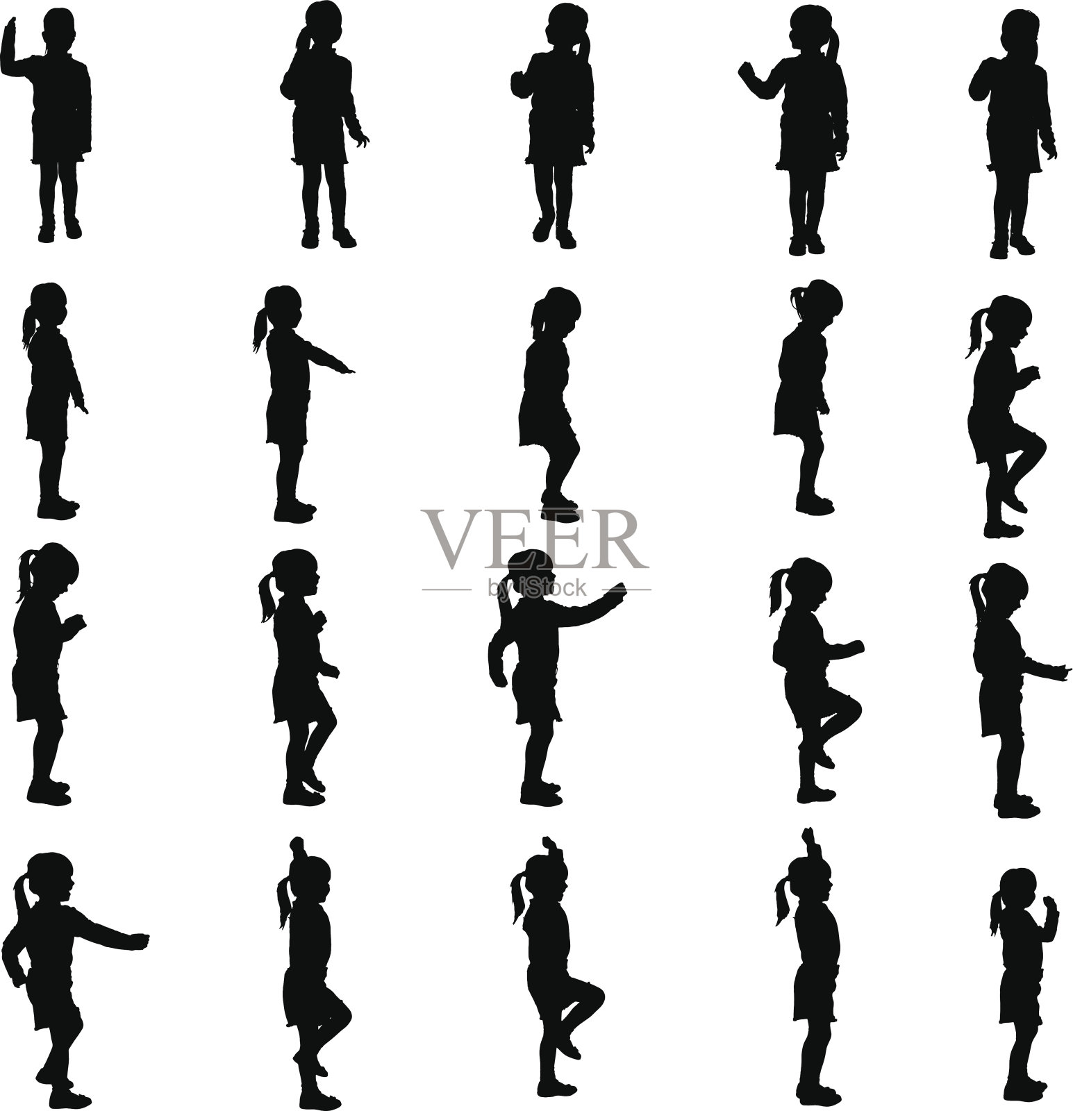 矢量剪影的女孩。插画图片素材