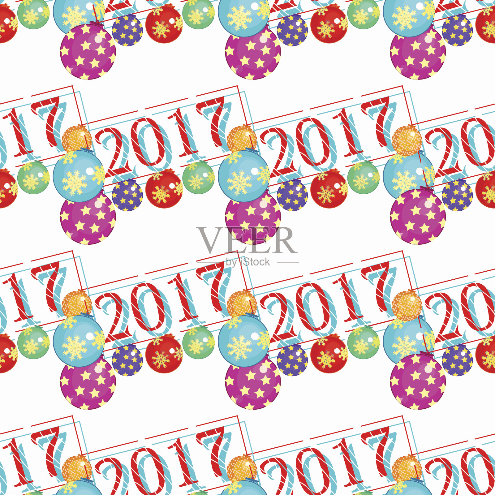 无缝图案与圣诞装饰。矢量图设计模板素材