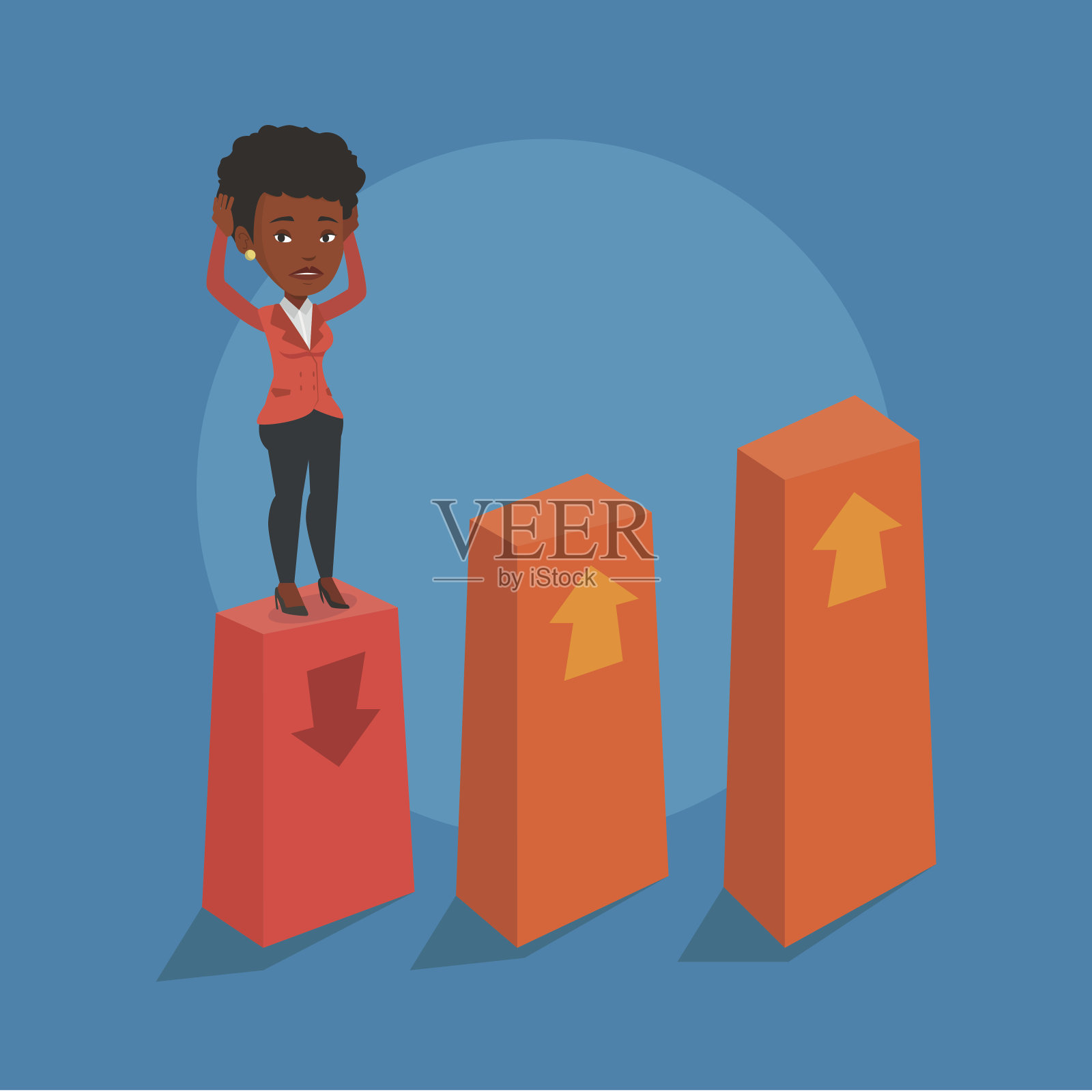 在图表下行矢量图上破产插画图片素材