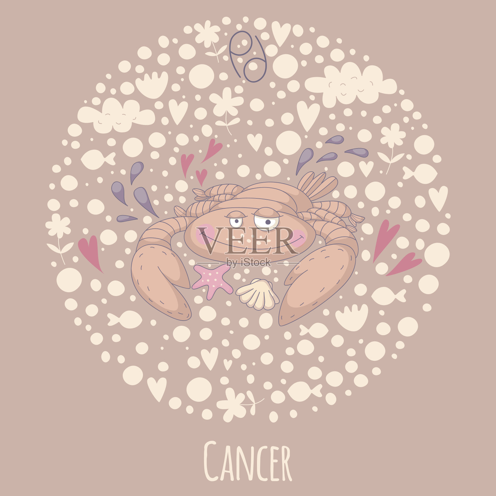 图示巨蟹(巨蟹座)插画图片素材