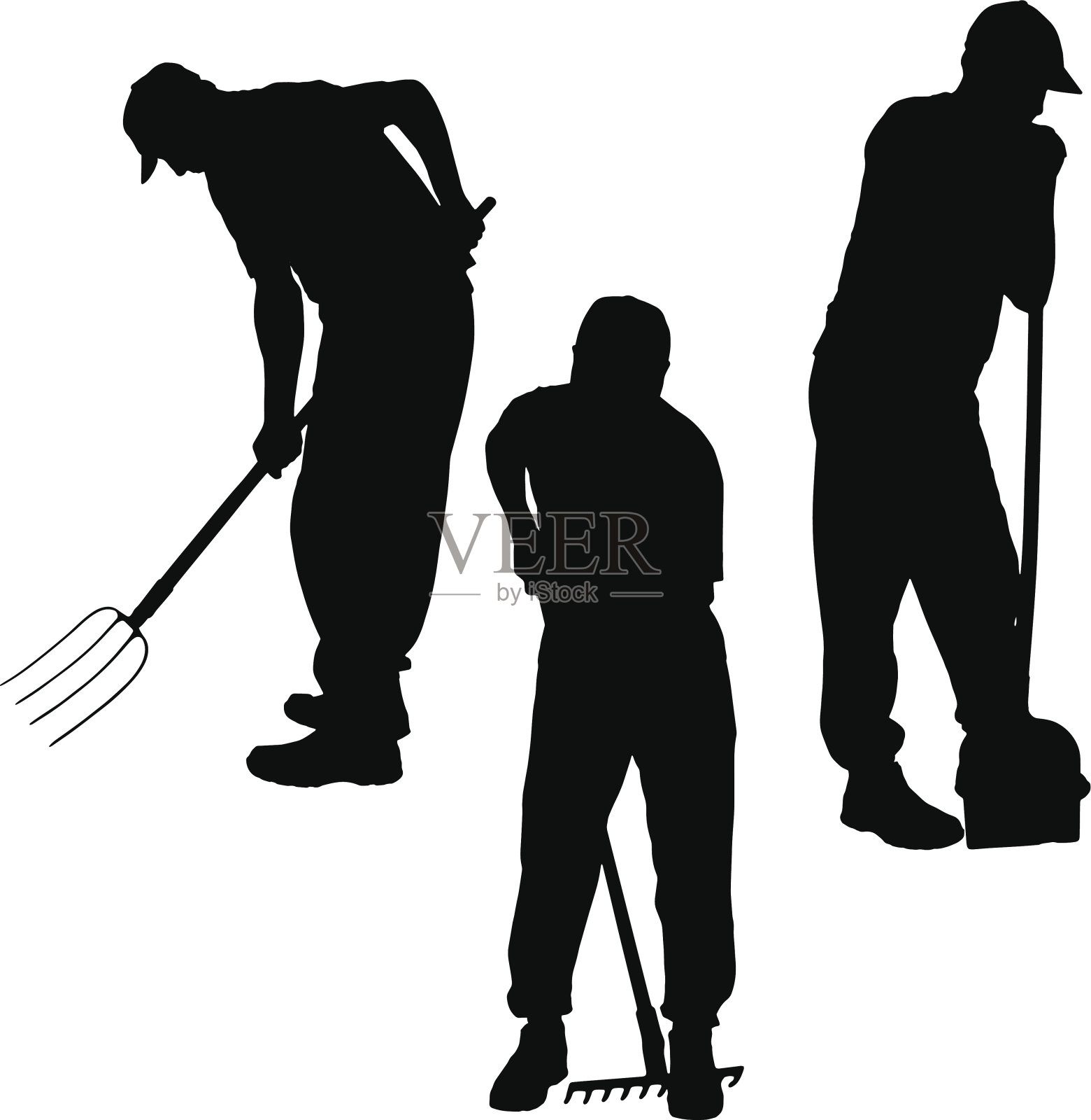 向量剪影的园丁。插画图片素材