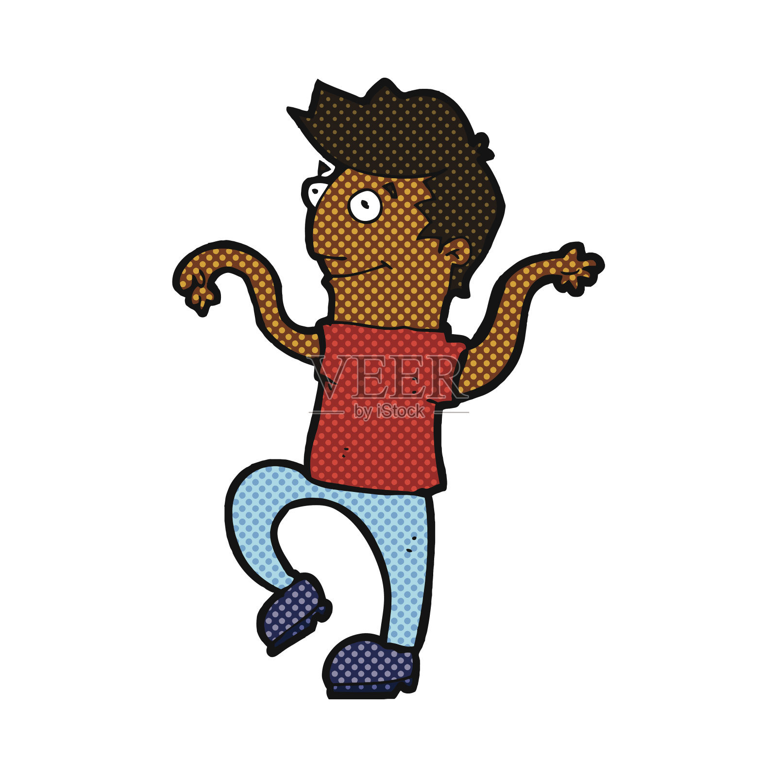 跳着滑稽舞蹈的卡通开心男子设计元素图片