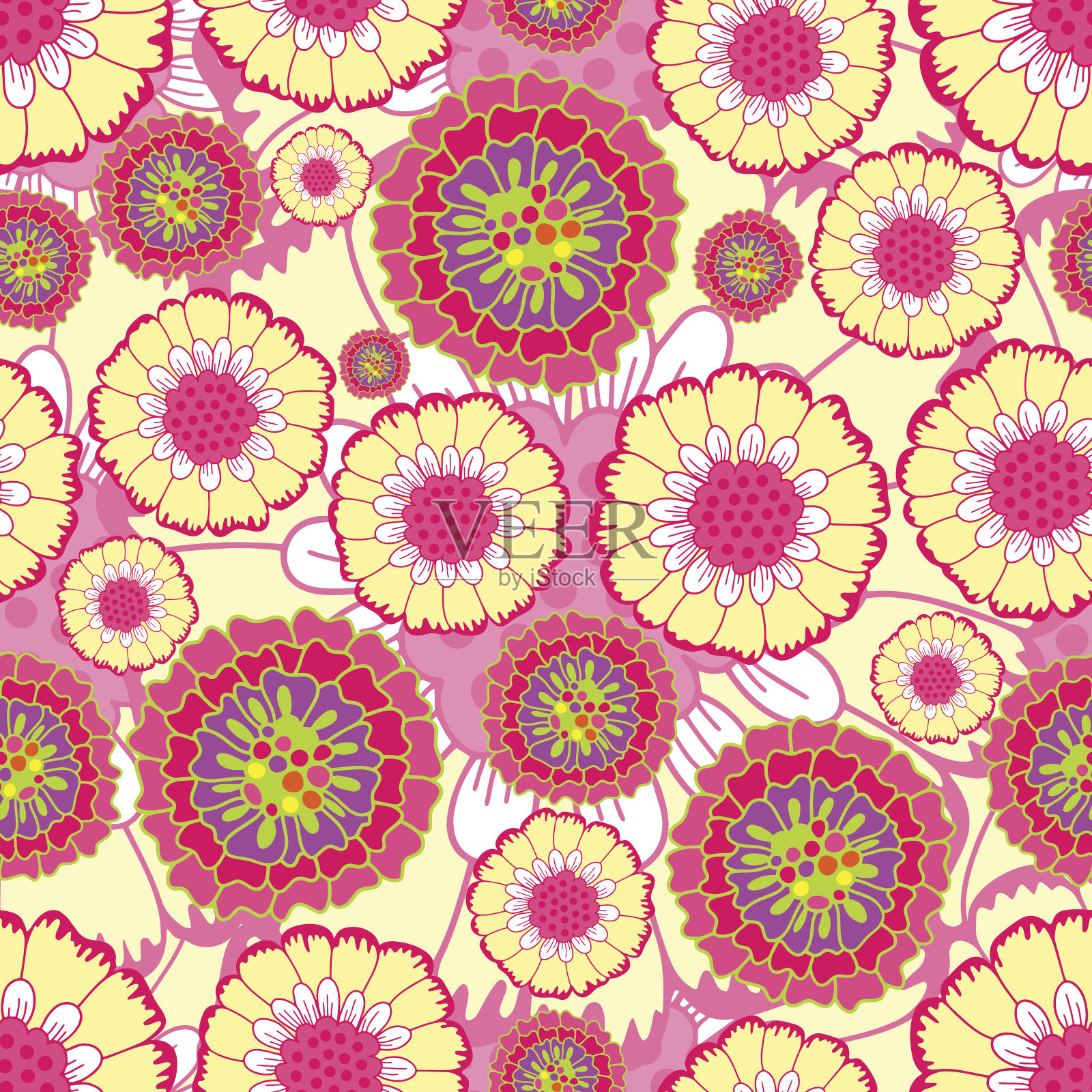 无缝重复的花卉图案。向量插画图片素材