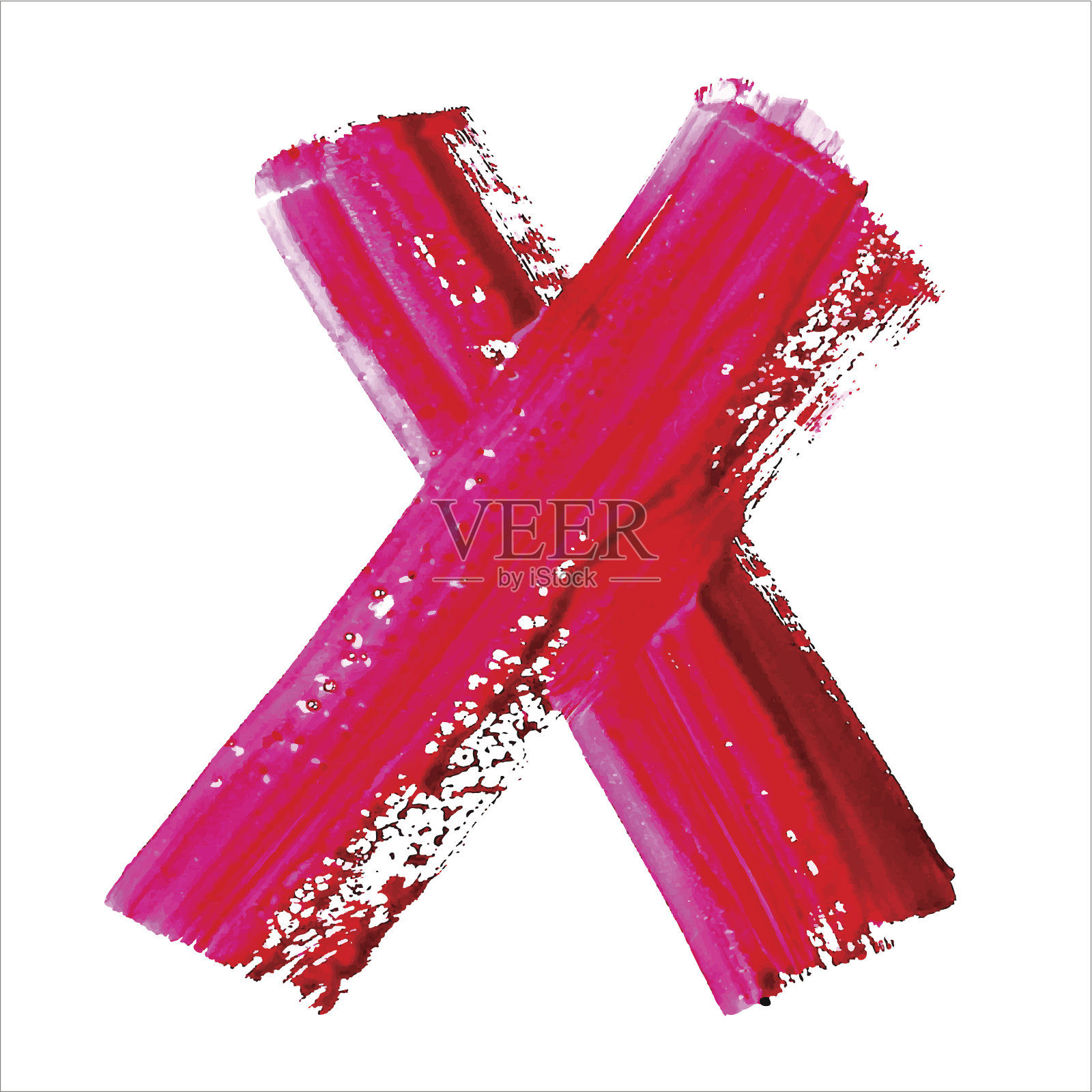 白色背景上的红色手写字母X，丙烯颜料设计元素图片